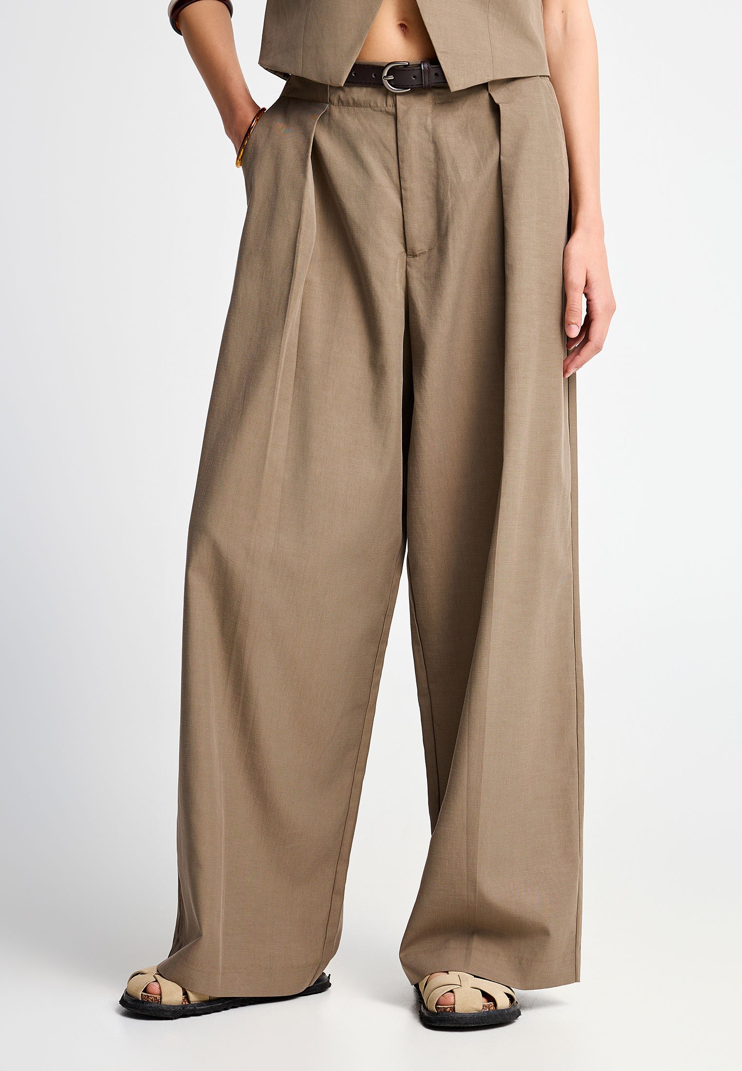 Γυναικεία casual wide leg παντελόνα