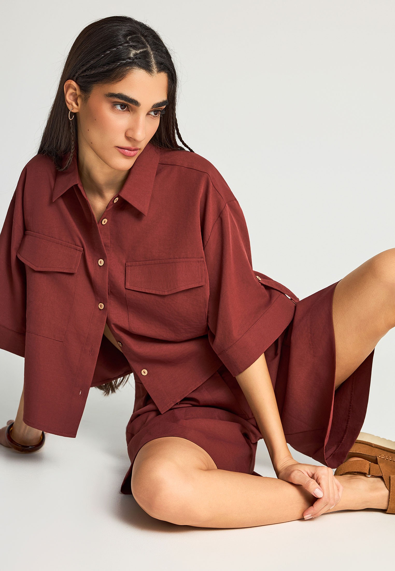 Women's Shorts Funky Buddha Brown