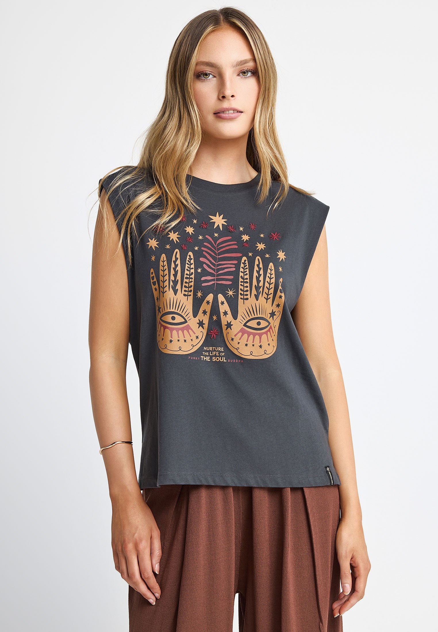 Γυναικείο αμάνικο T-shirt με τύπωμα