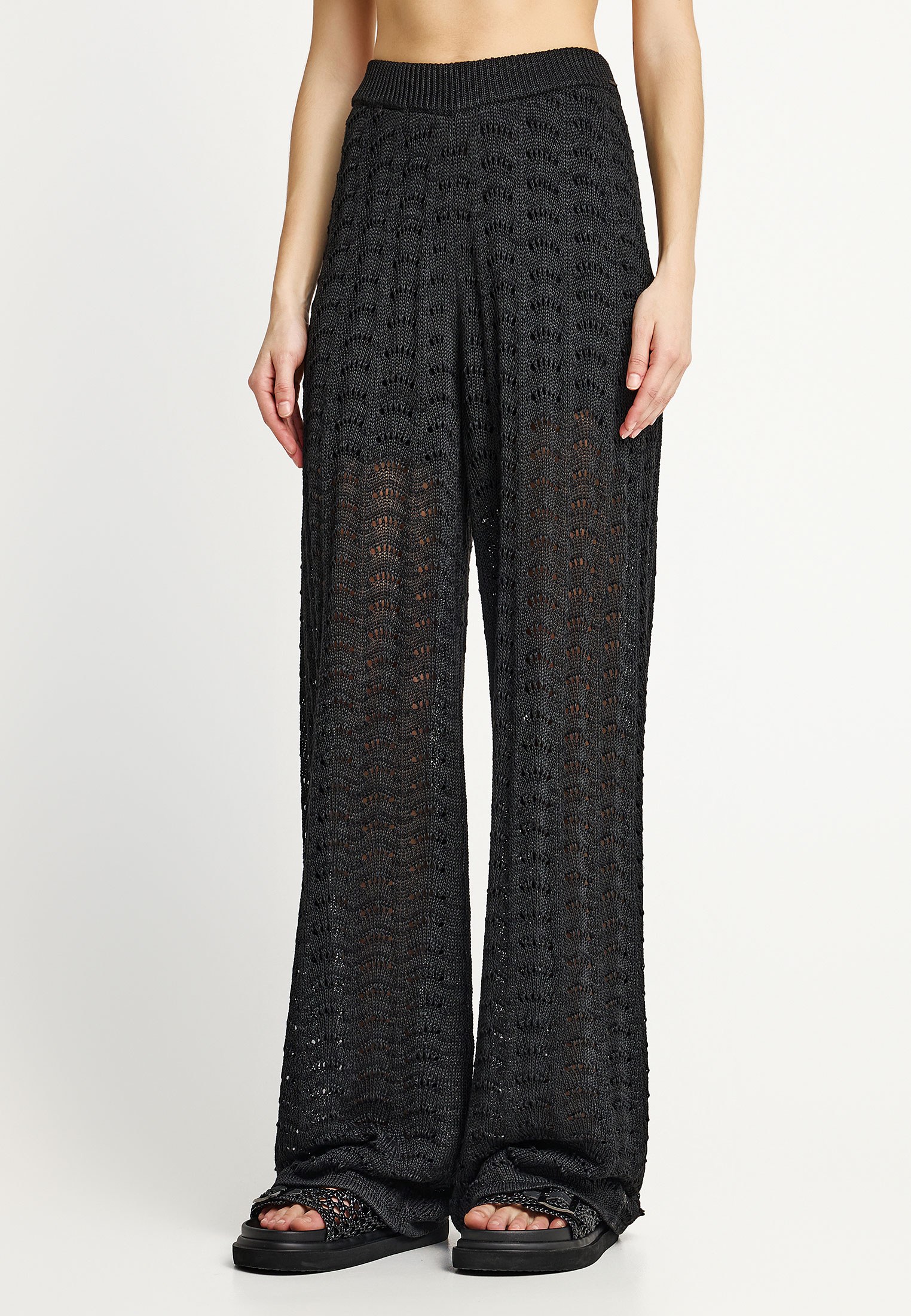 Γυναικείο πλεκτό παντελόνι με ζακάρ pattern