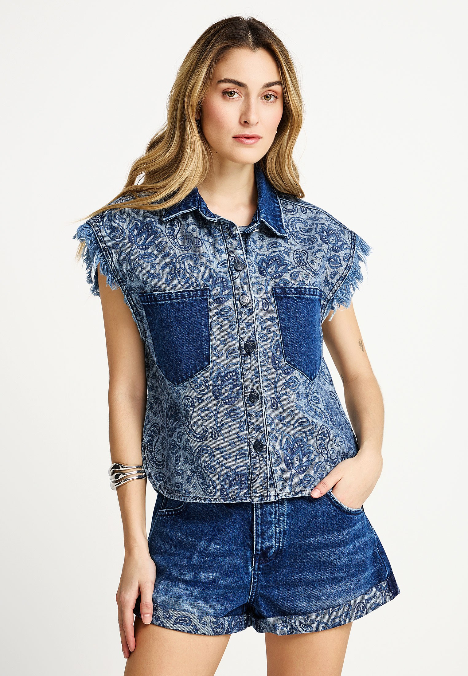 Γυναικείο floral jean μπουφάν