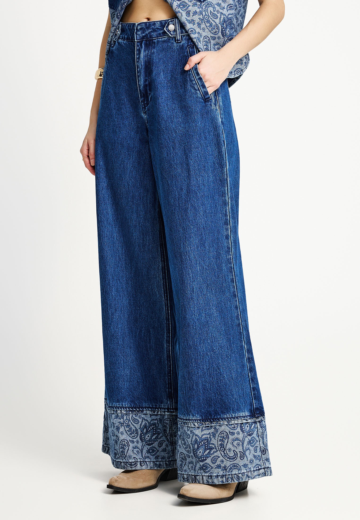 Γυναικείο wide leg jean παντελόνι