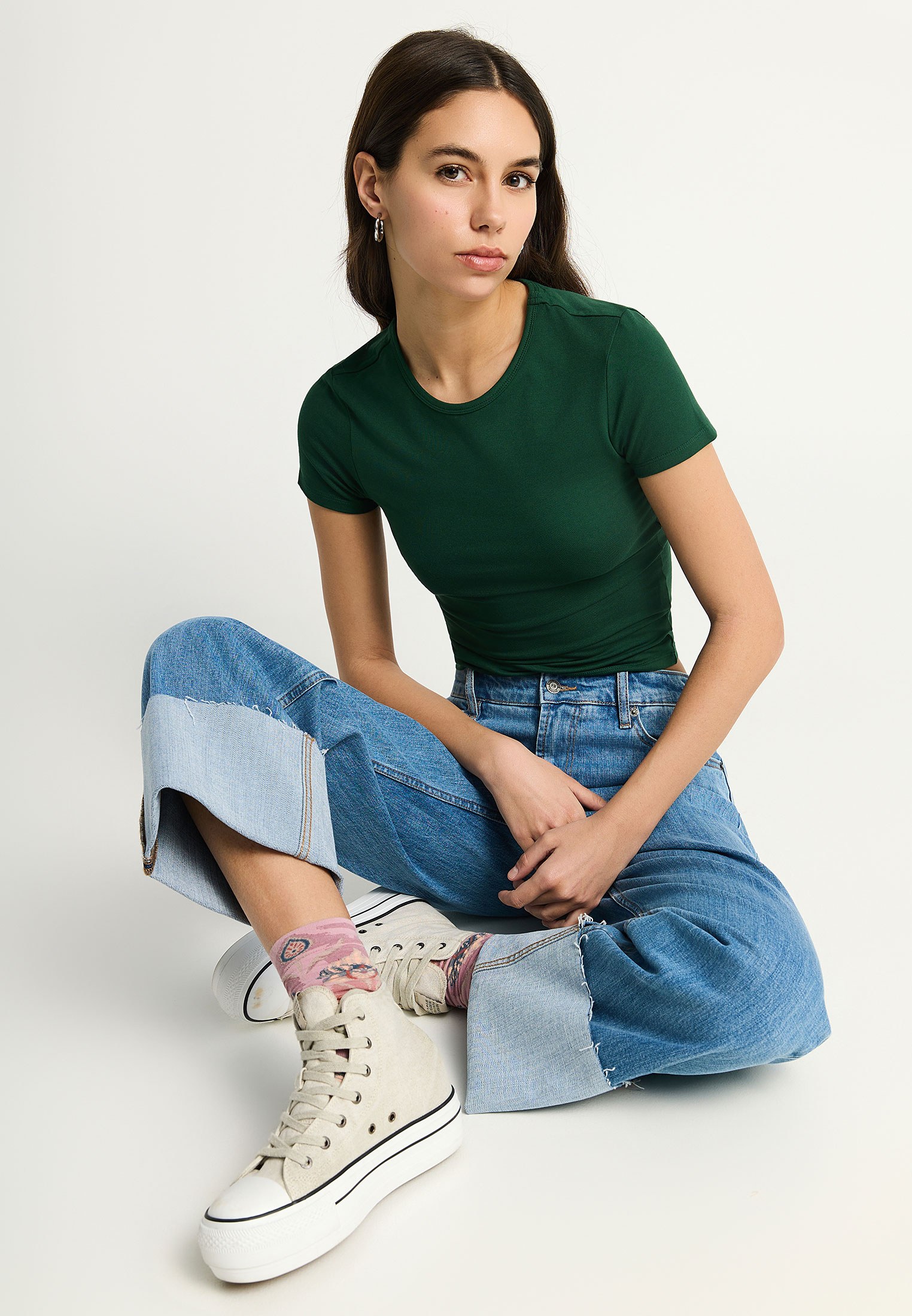 Γυναικείο jean παντελόνι με ρεβέρ