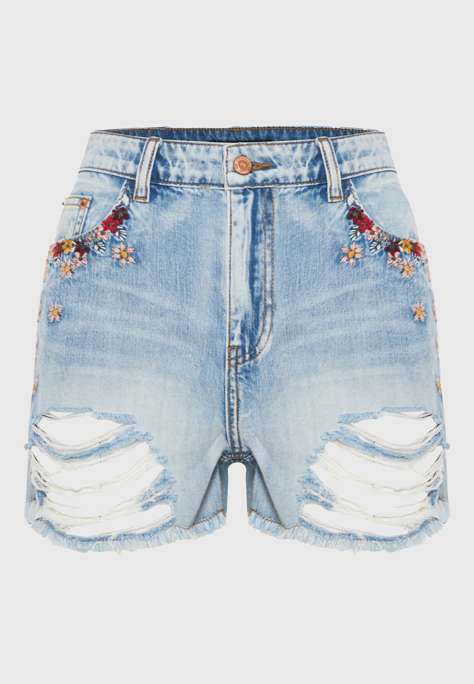 Jean σορτς με κεντημένο σχέδιο