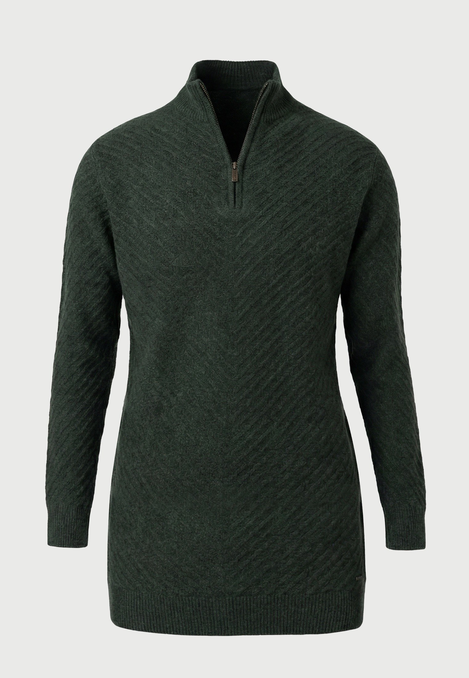 Γυναικείo mini φόρεμα half zip με chevron πλέξη