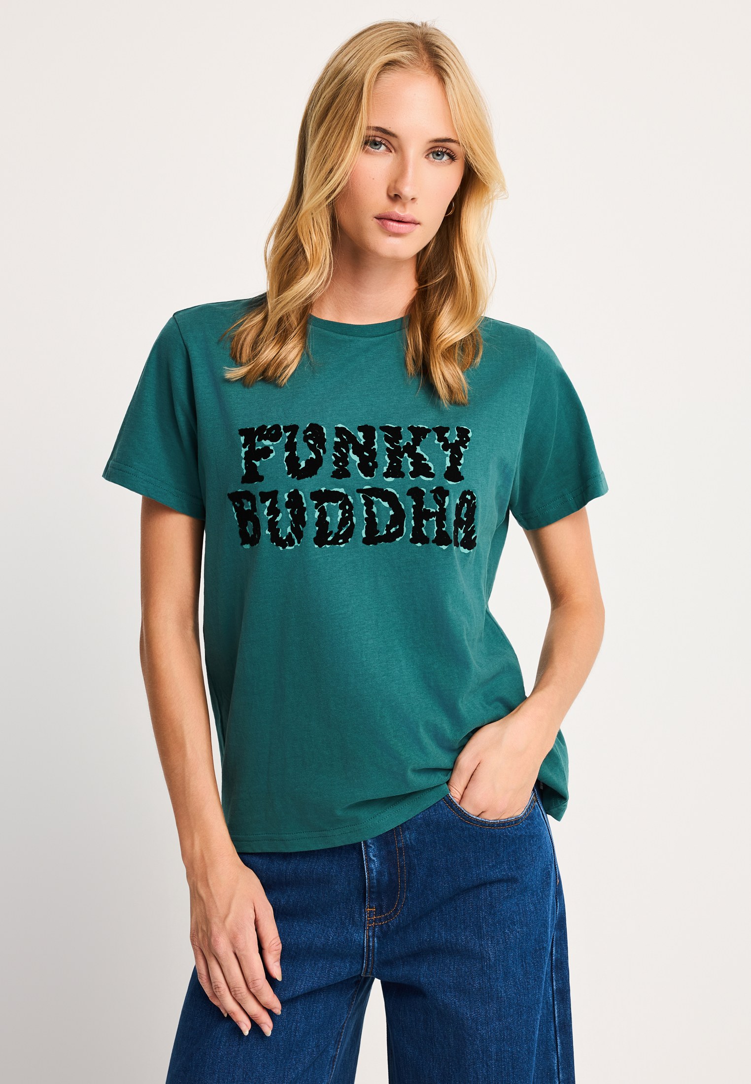 Βαμβακερό t-shirt με statement logo print