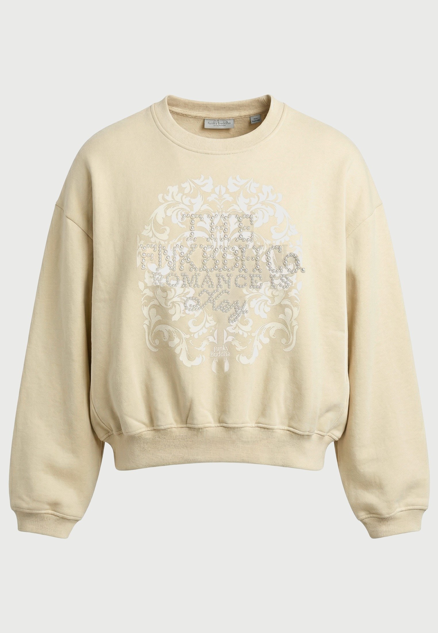 Γυναικείο loose fit fούτερ crewneck με πέρλες