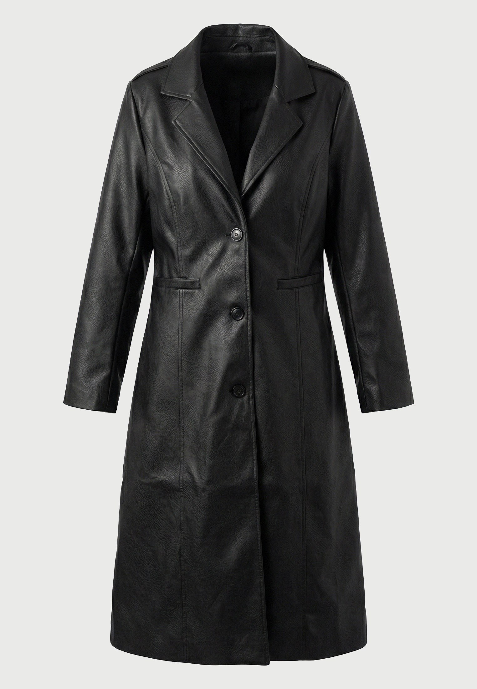 Μακρύ δερμάτινο παλτό faux leather