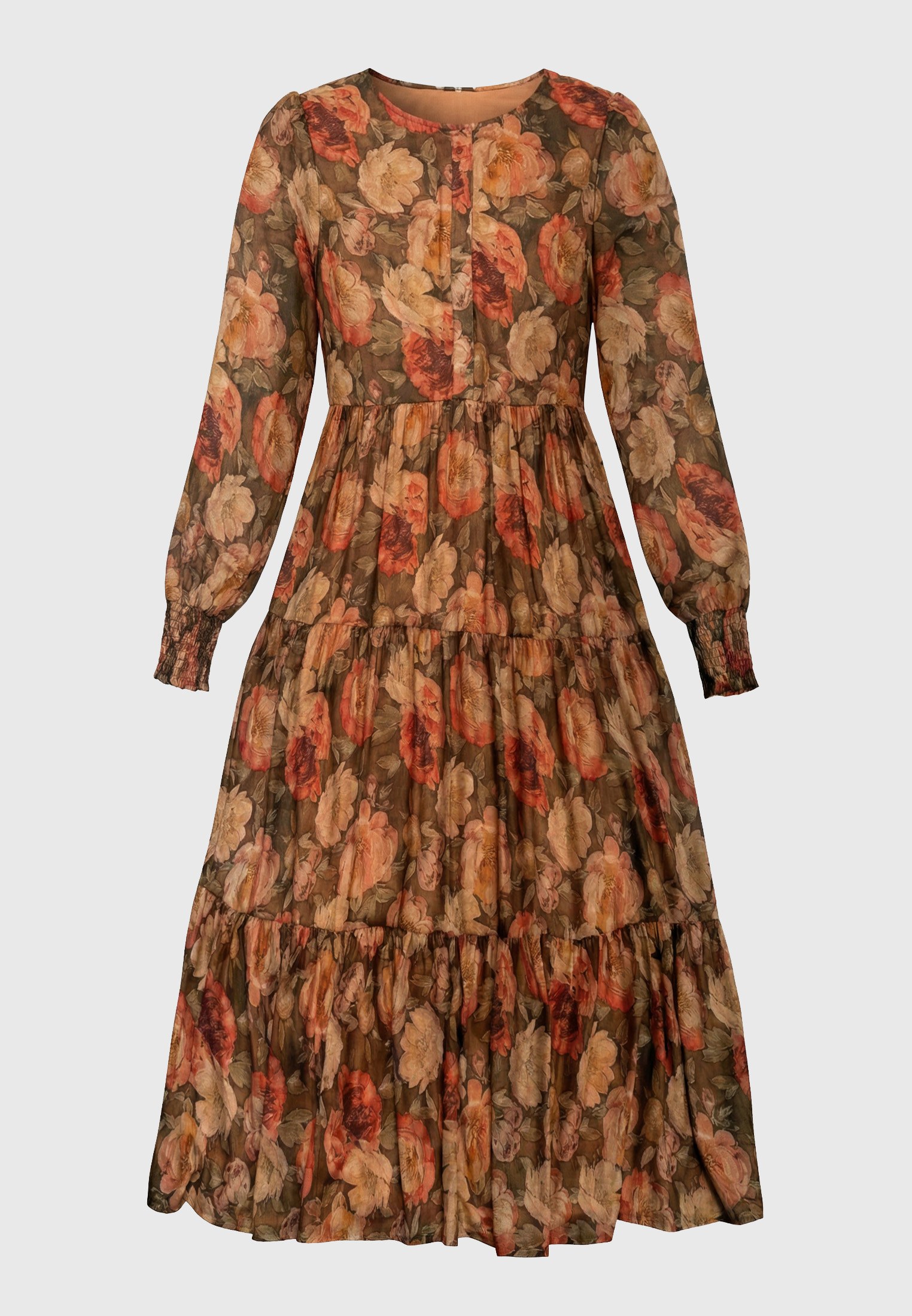 Γυναικείο floral maxi φόρεμα με βολάν