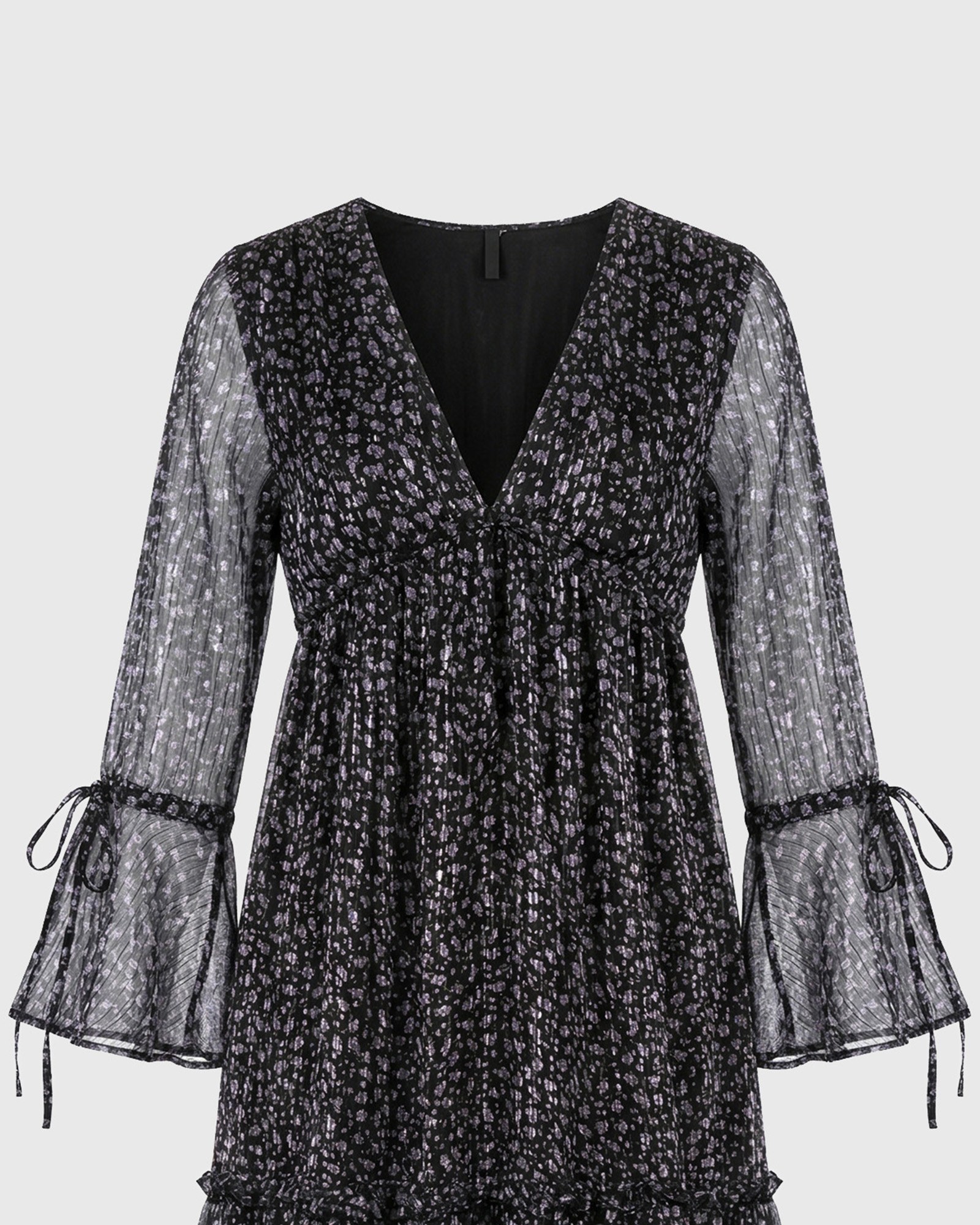 Γυναικείο chiffon maxi φόρεμα floral με βολάν