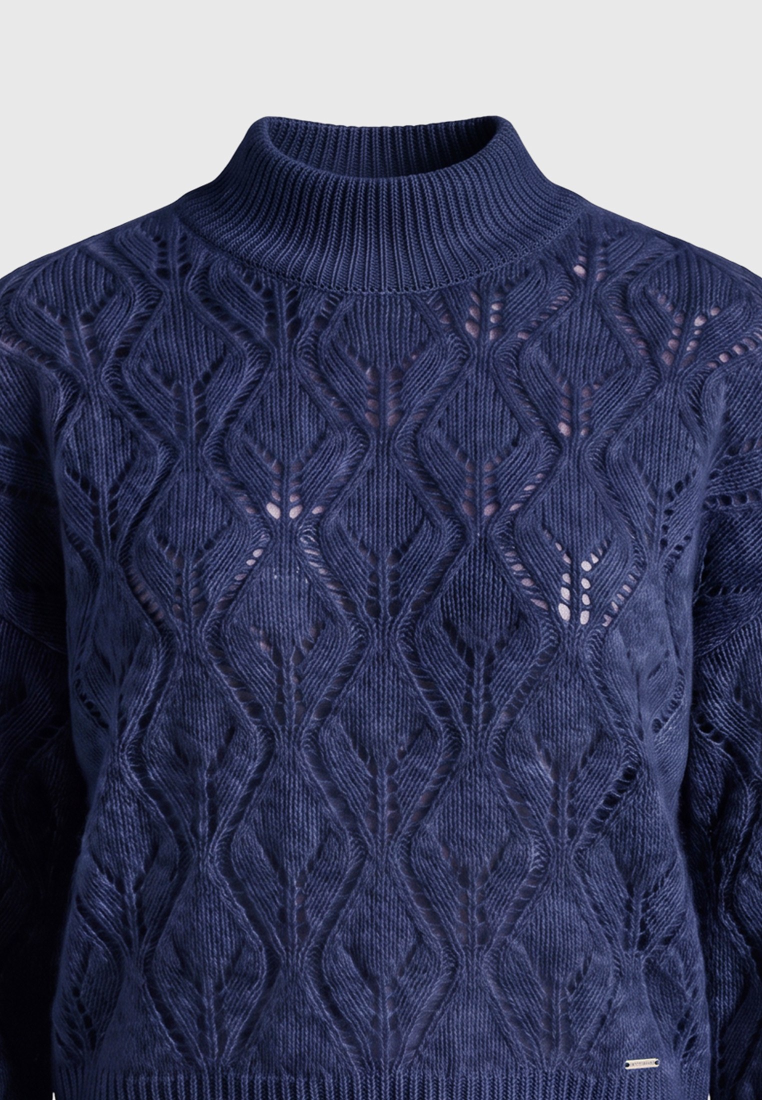Relaxed fit πλεκτό πουλόβερ με διάτρητη πλέξη