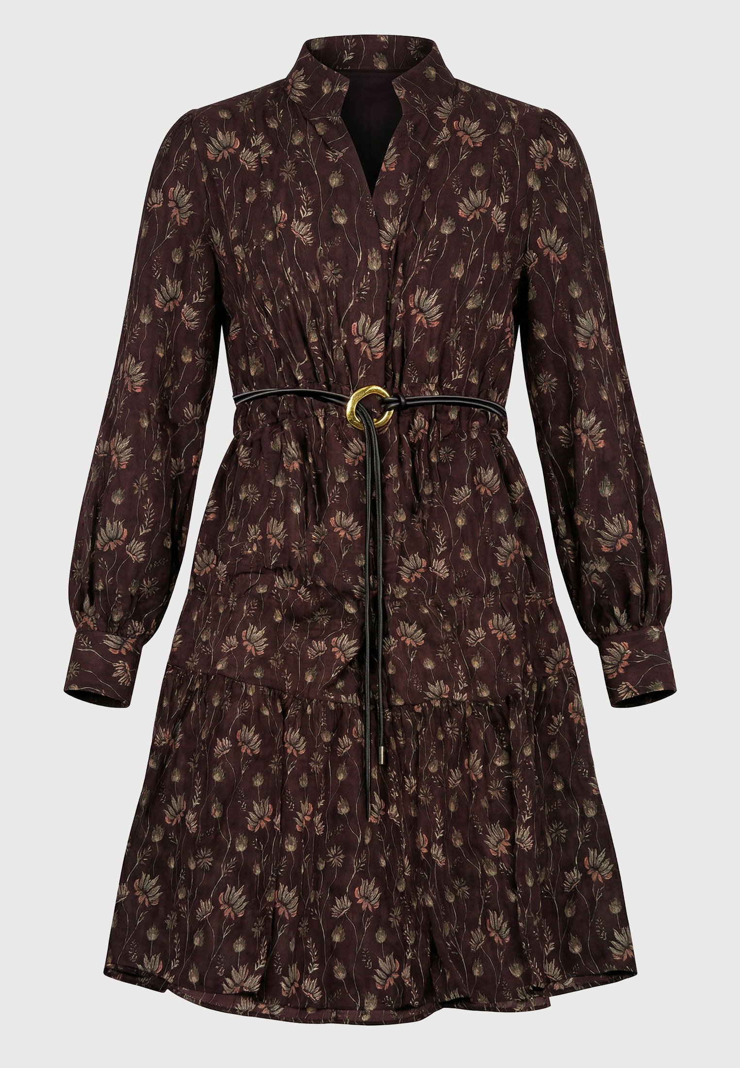 Γυναικείο floral midi shirt dress με ζώνη