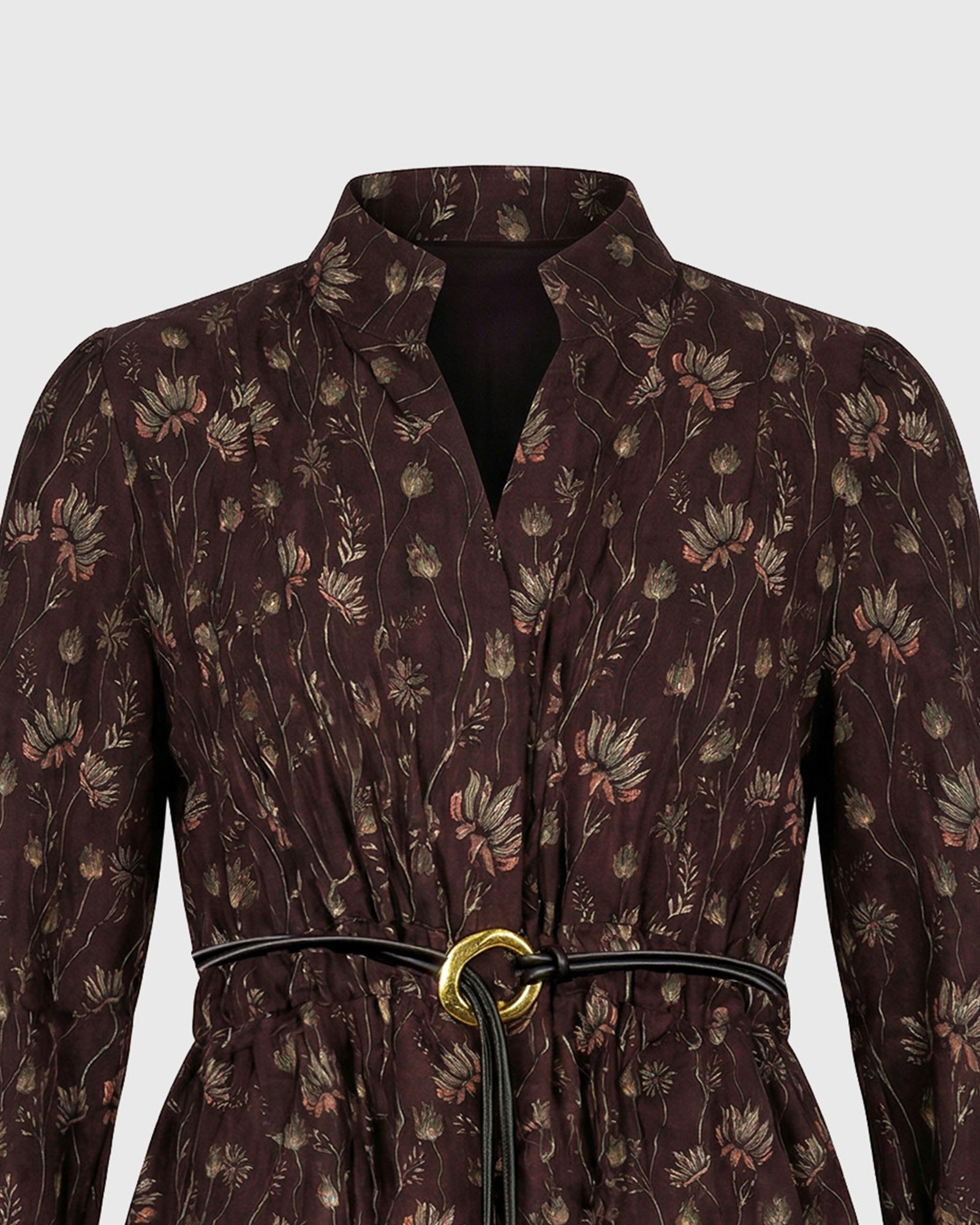 Γυναικείο floral midi shirt dress με ζώνη