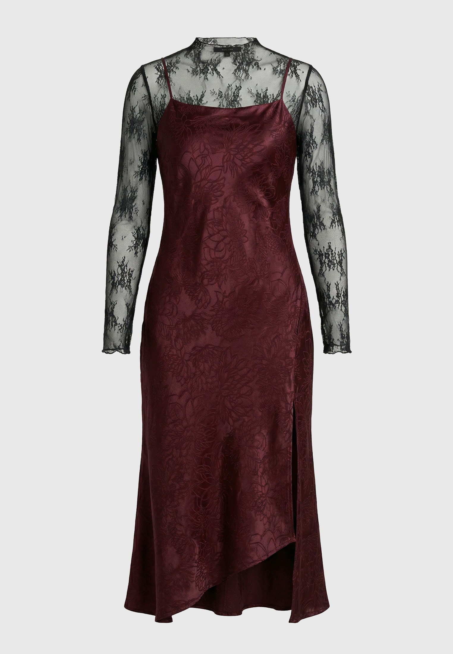 Γυναικείο satin midi φόρεμα με δαντέλα