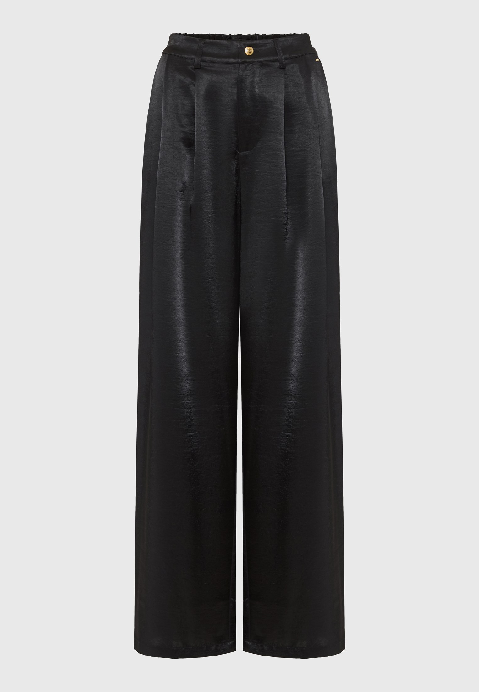 Γυναικείο σατινέ παντελόνι wide leg με πιέτες