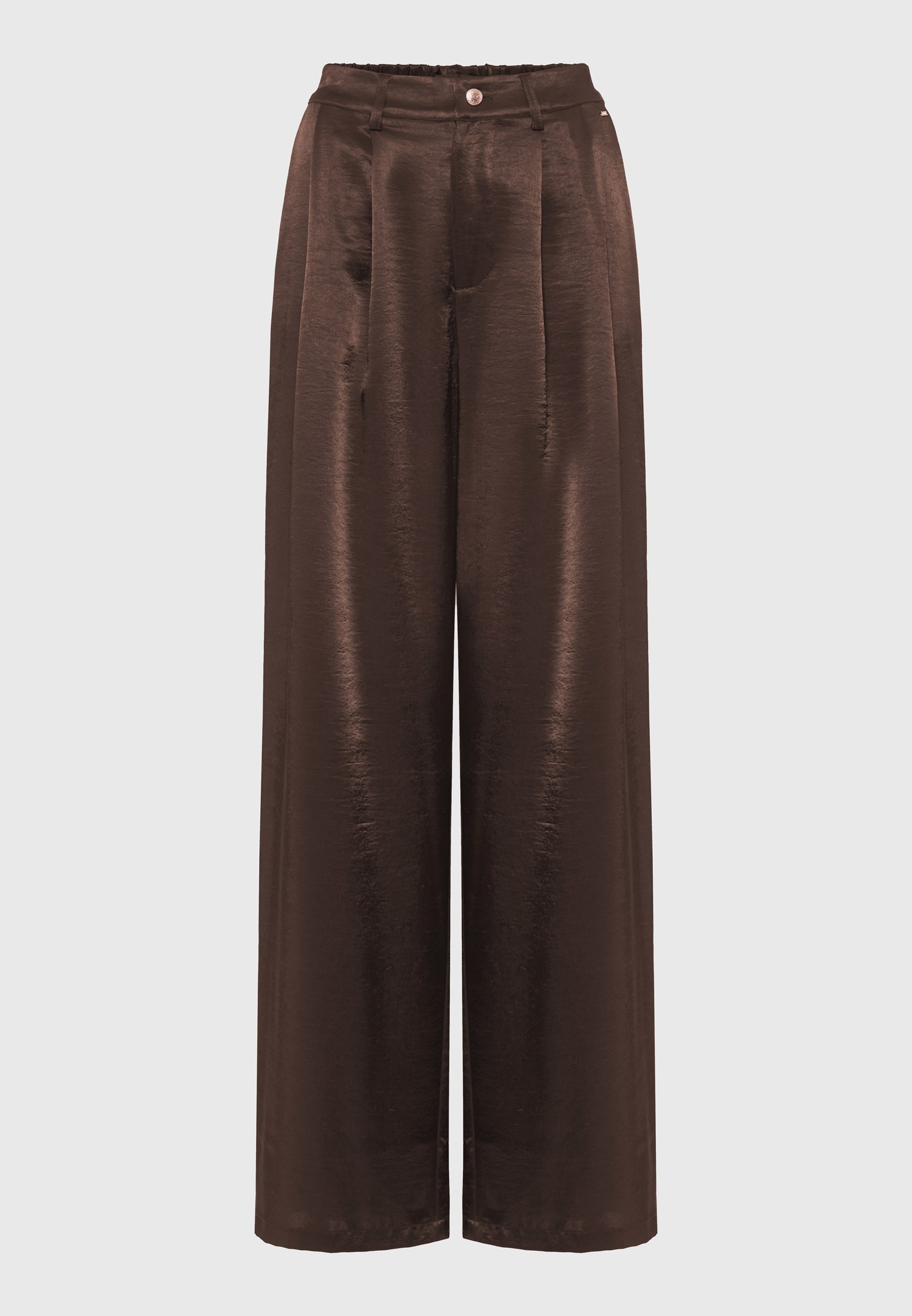Γυναικείο σατινέ παντελόνι wide leg με πιέτες