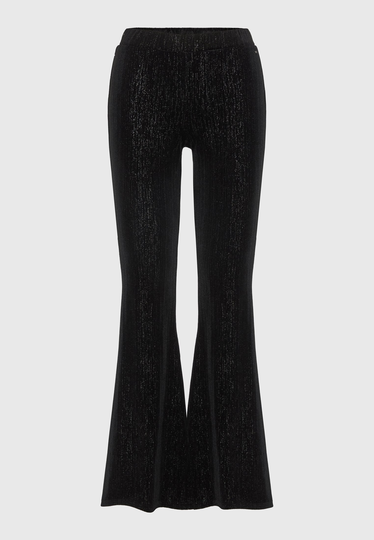 Γυναικείο ελαστικό παντελόνι flare fit με λάμψη