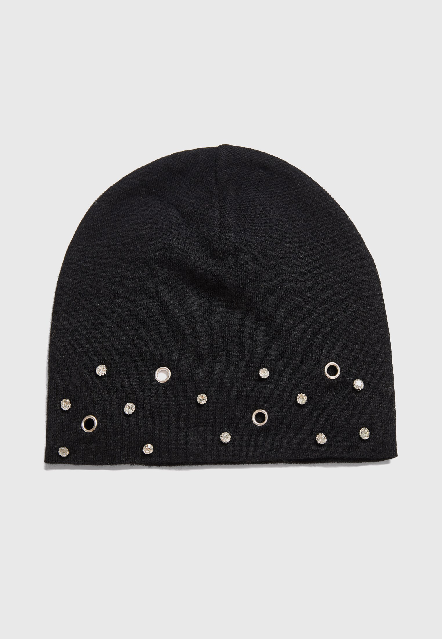 Σκούφος beanie με μεταλλικούς κρίκους και strass