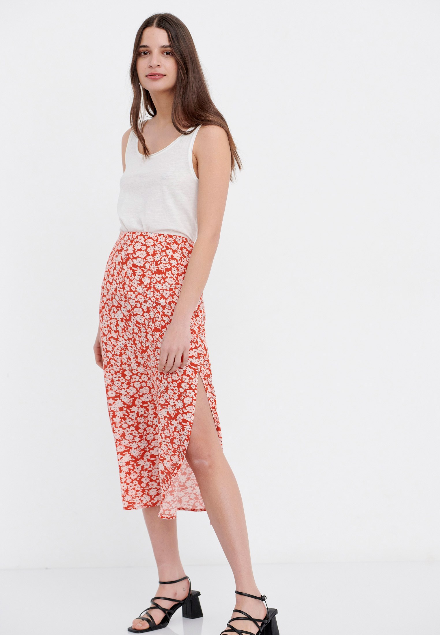 Women's Midi Skirts Funky Buddha Red