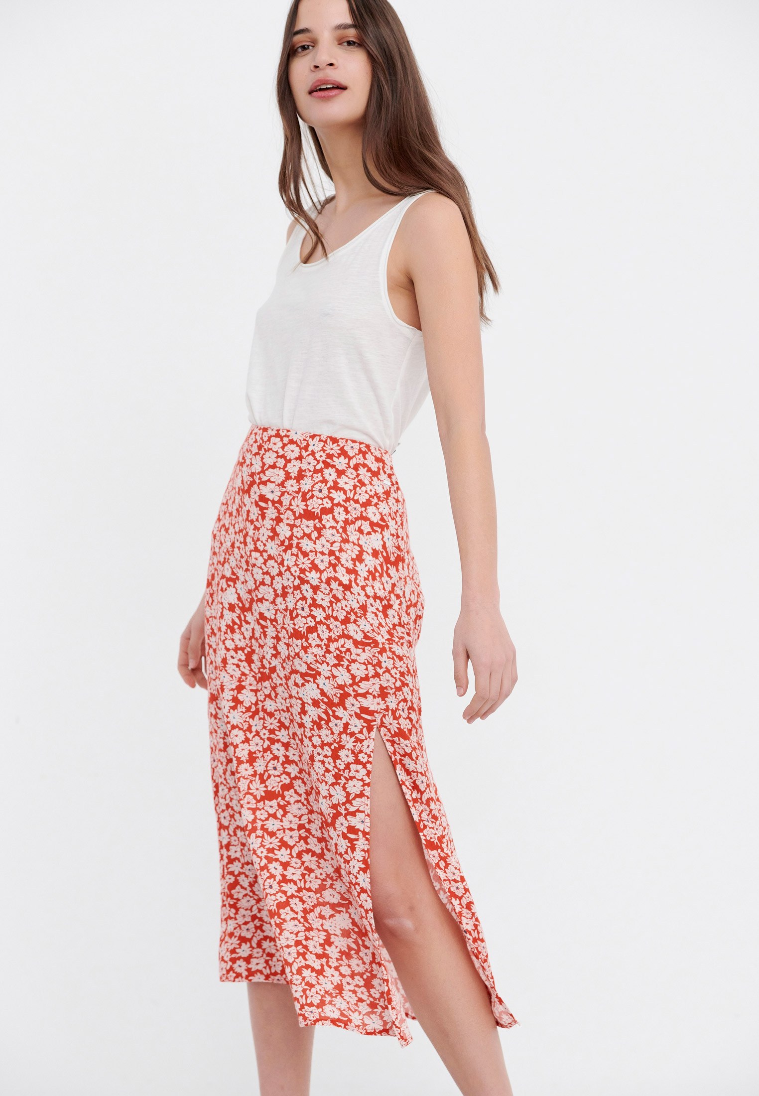 Women's Midi Skirts Funky Buddha Red