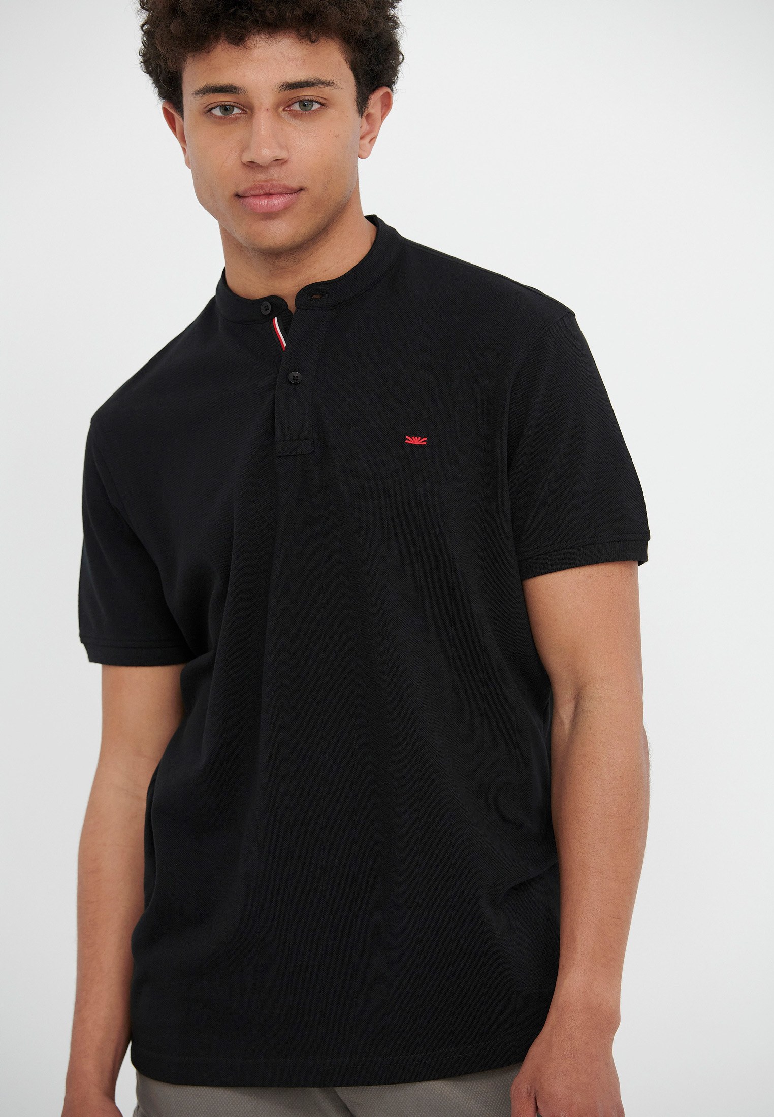 Mao neck polo shirt FBM005-011-11_BLACK