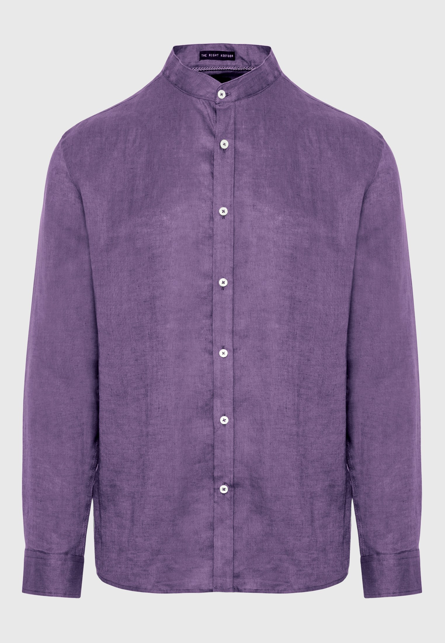 Λινό πουκάμισο με λαιμό mao φωτογραφία