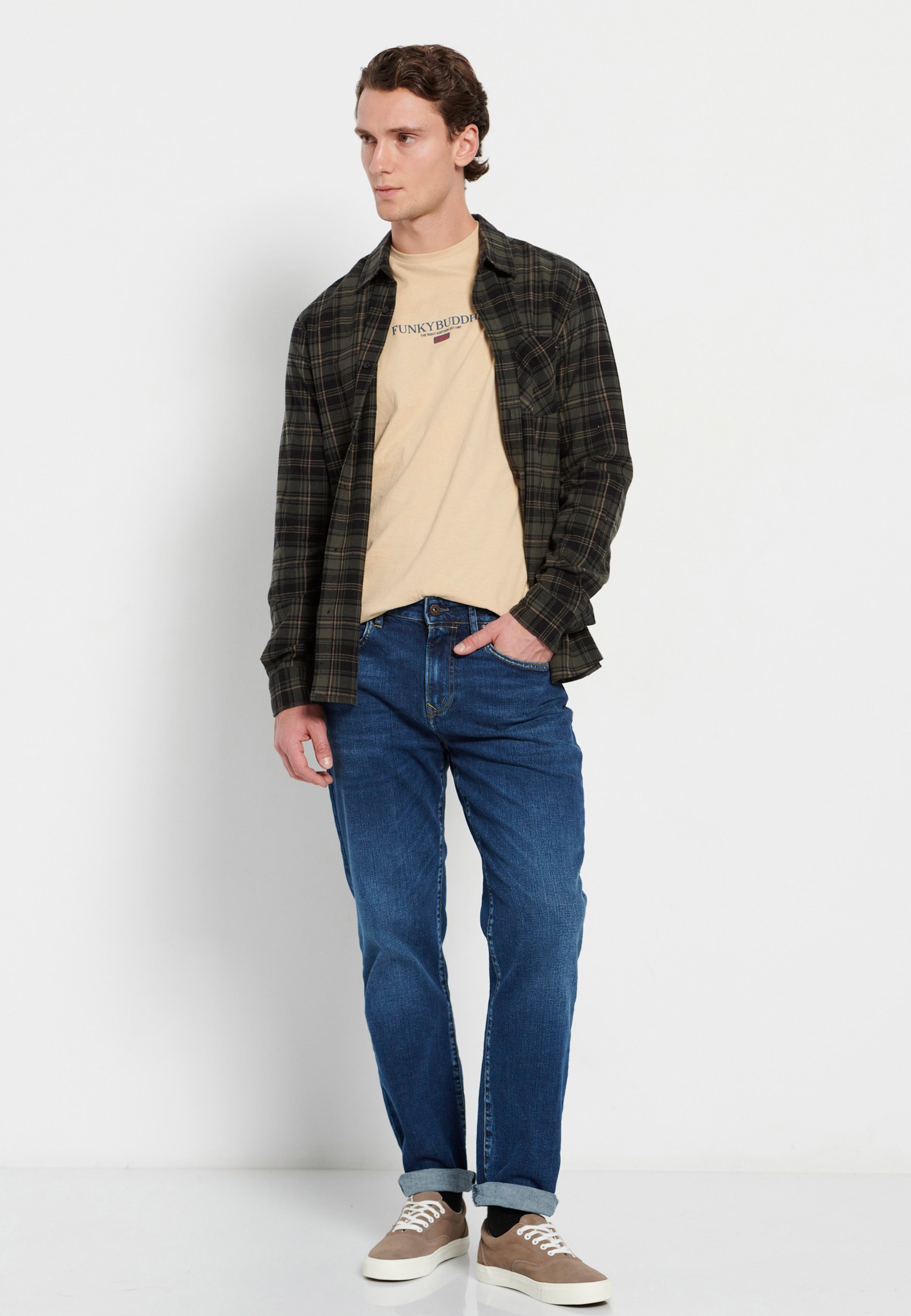 Men's Shirts Funky Buddha Khaki