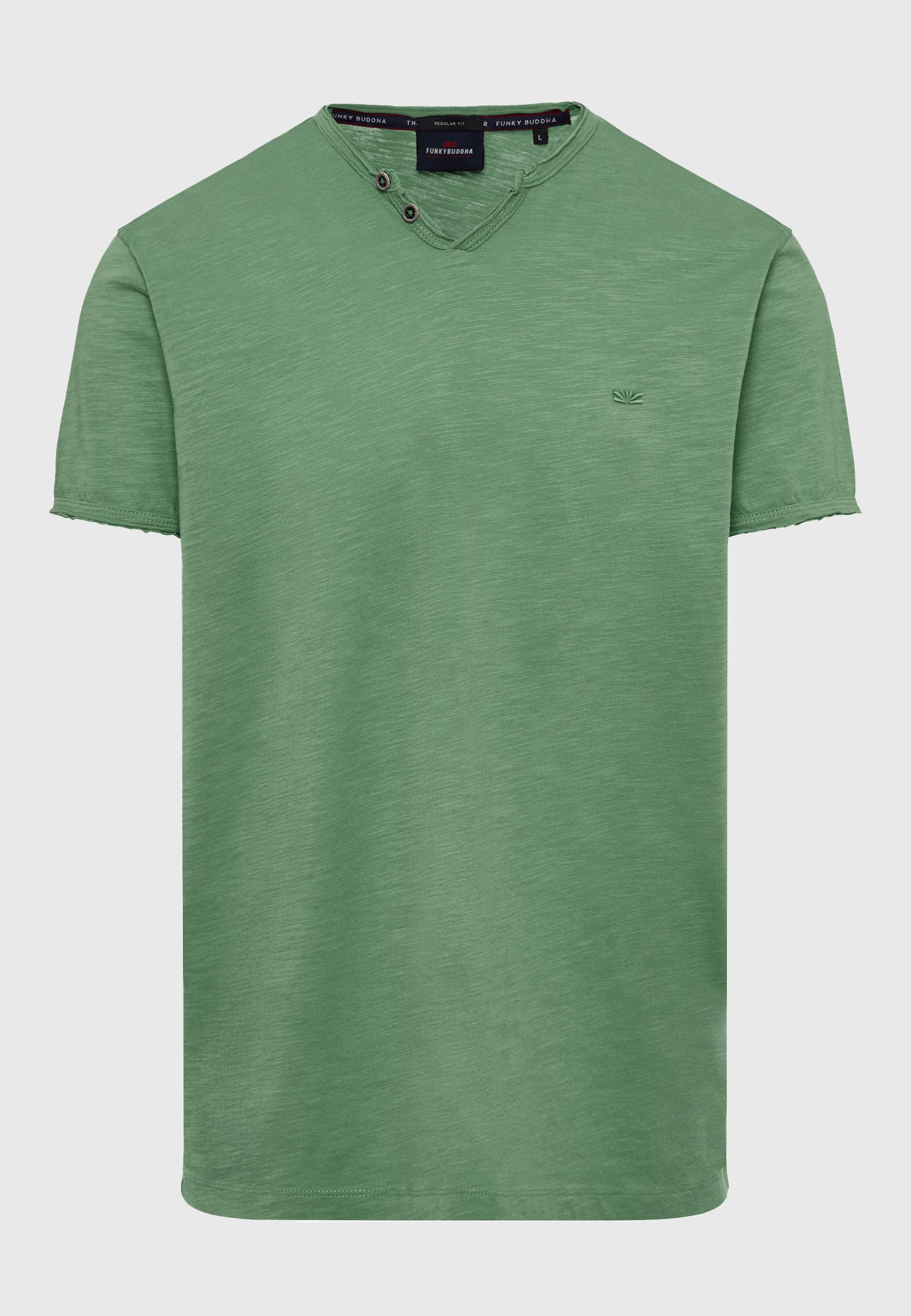 T-shirt με λαιμό henley και raw cuts - The essentials