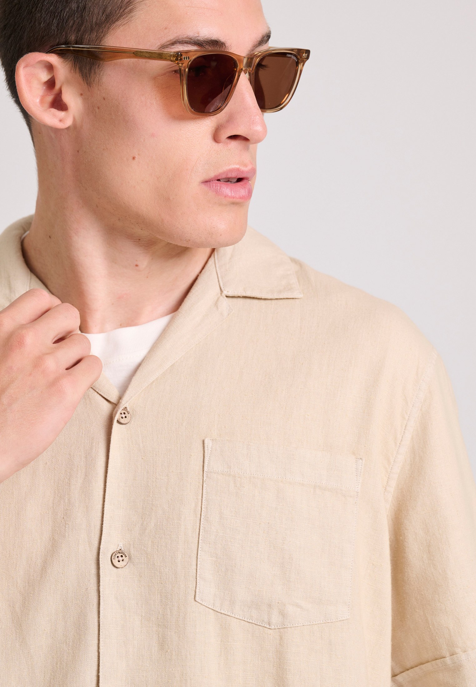 Men's Shirts Funky Buddha Beige