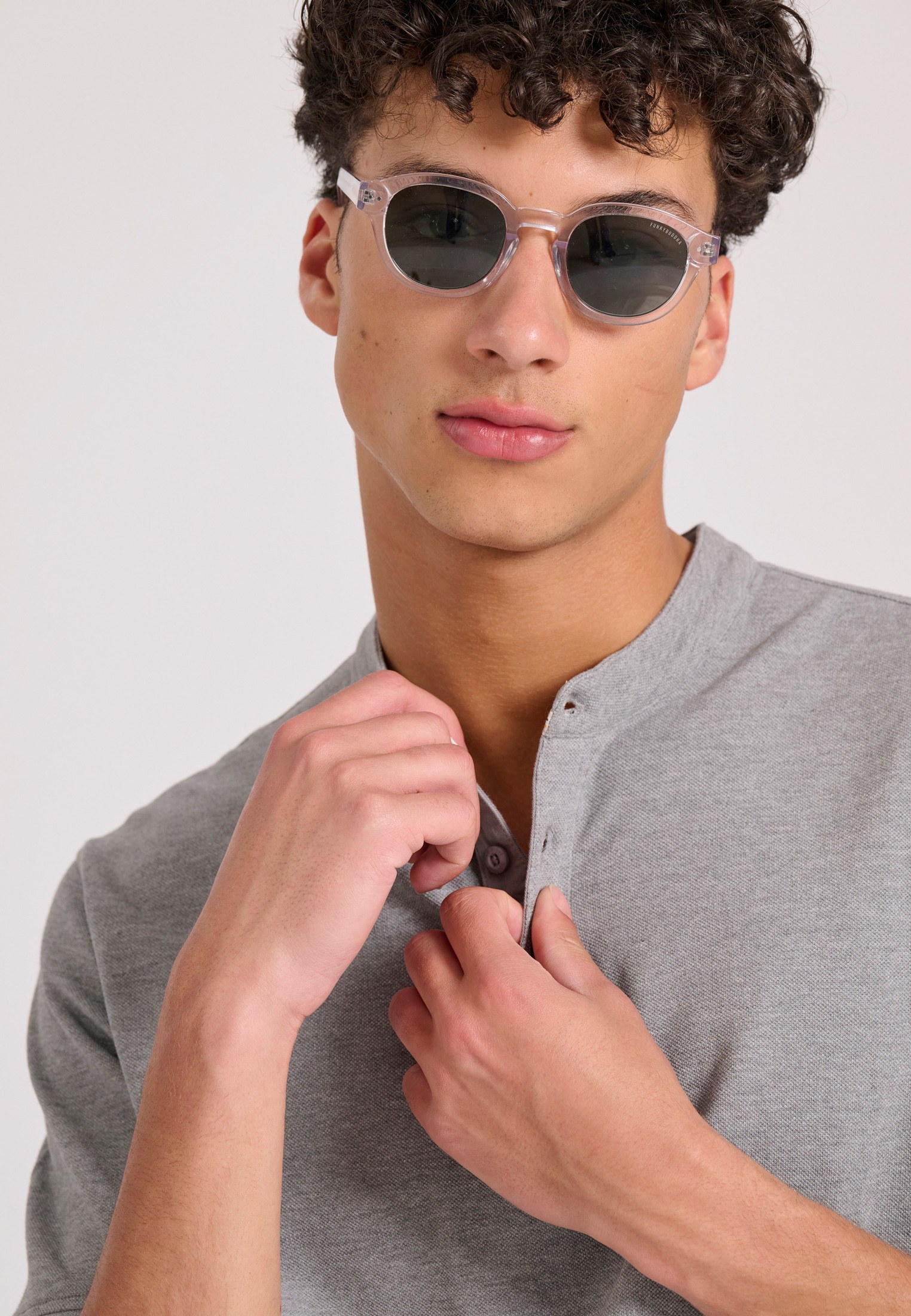 Men's Polo Shirts Funky Buddha Gray