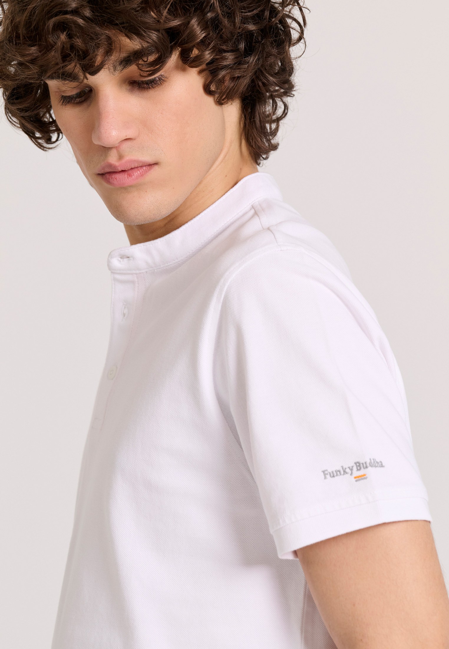 Men's Polo Shirts Funky Buddha White