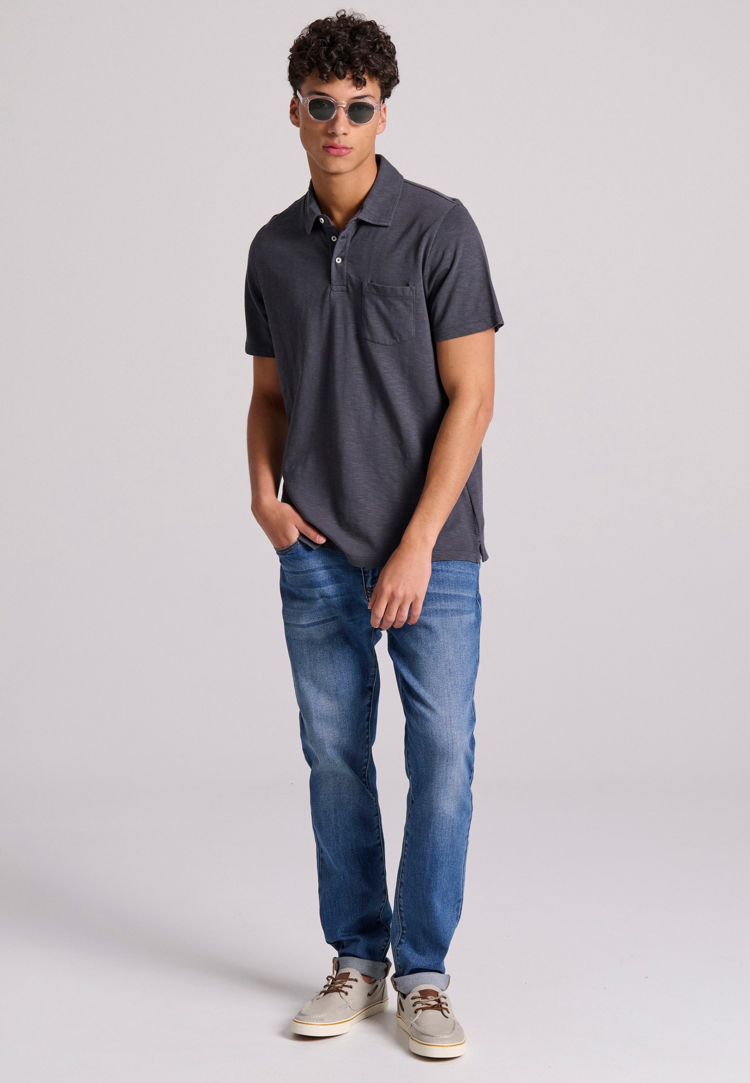 Men's Polo Shirts Funky Buddha Gray