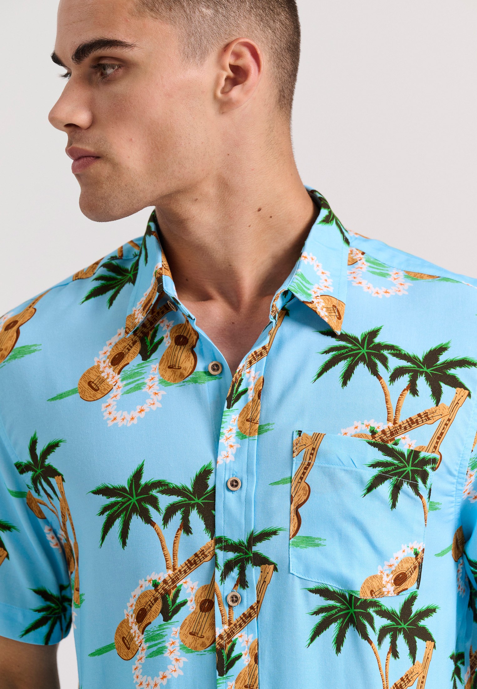 Relaxed fit resort πουκάμισο από τεχνητό μετάξι φωτογραφία