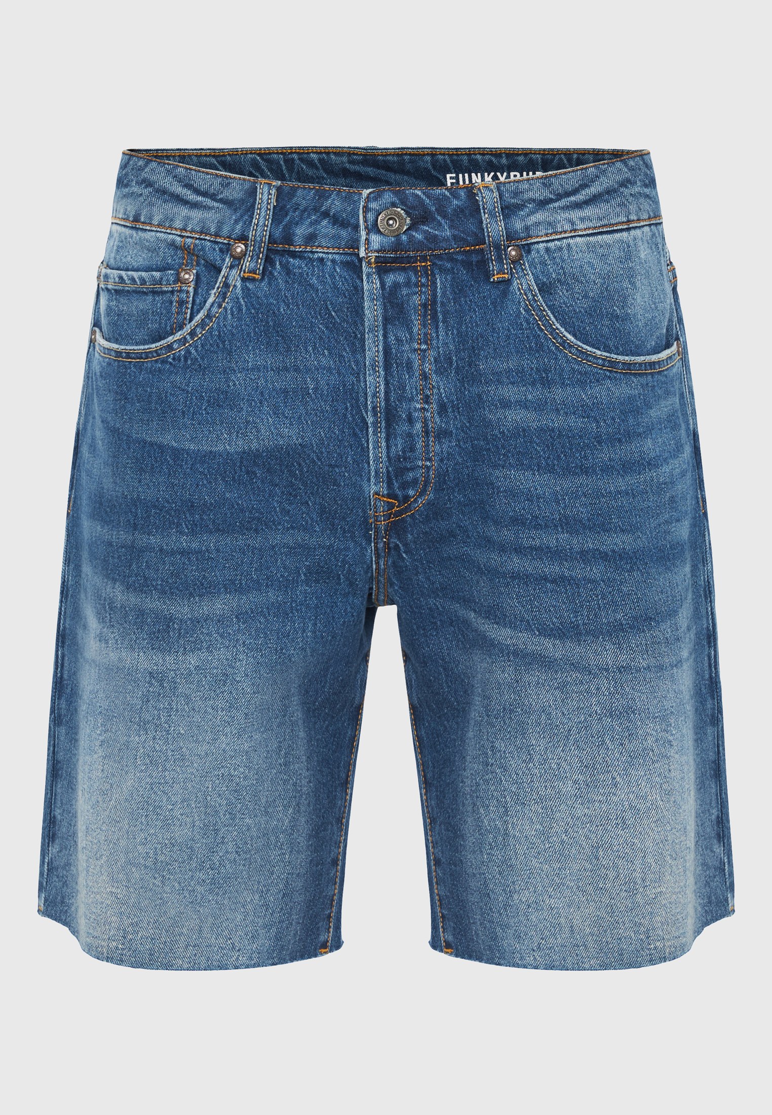 Comfort fit τζιν βερμούδα με raw edges