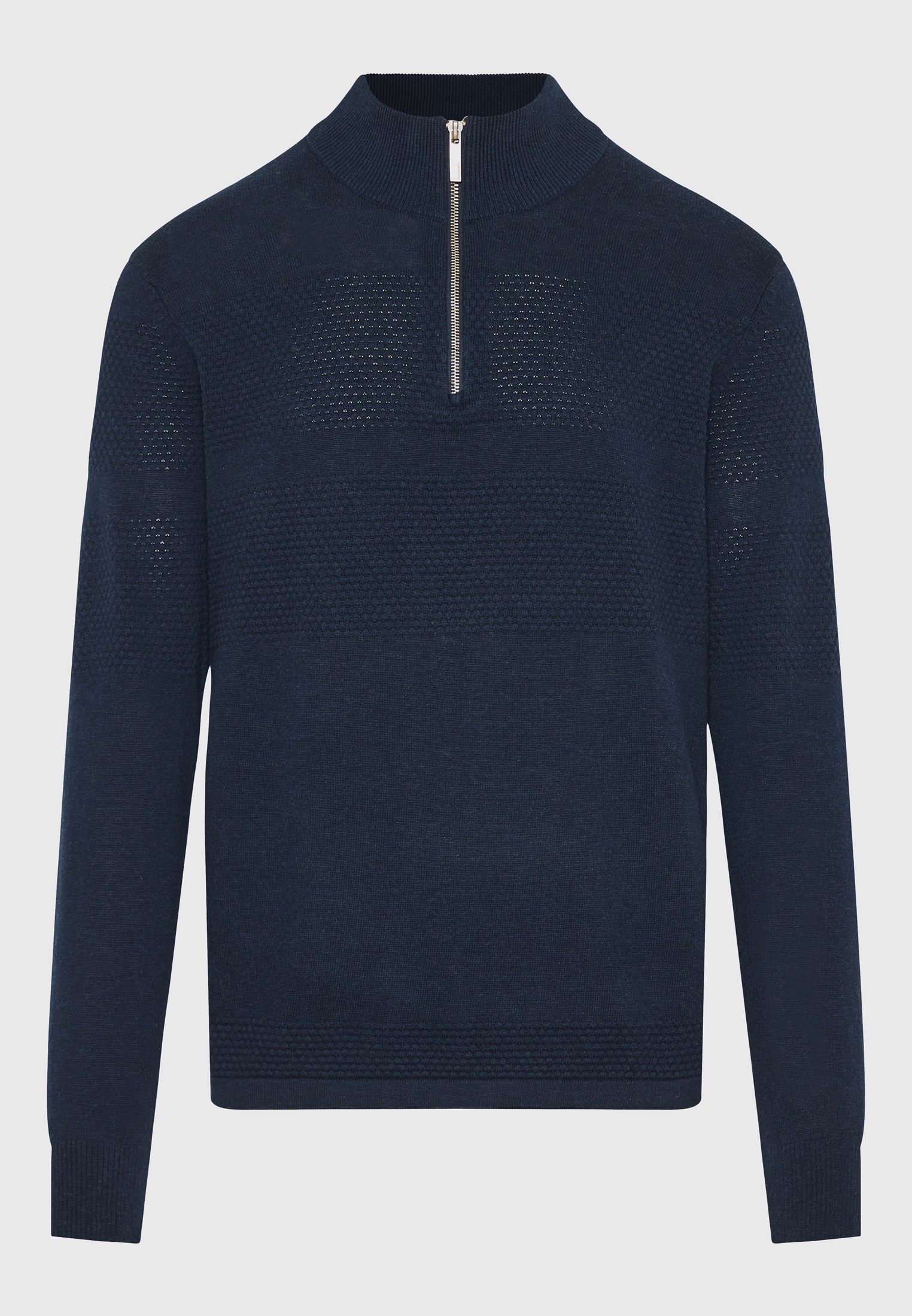 Half-zip πλεκτή μπλούζα με waffle weaving pattern φωτογραφία