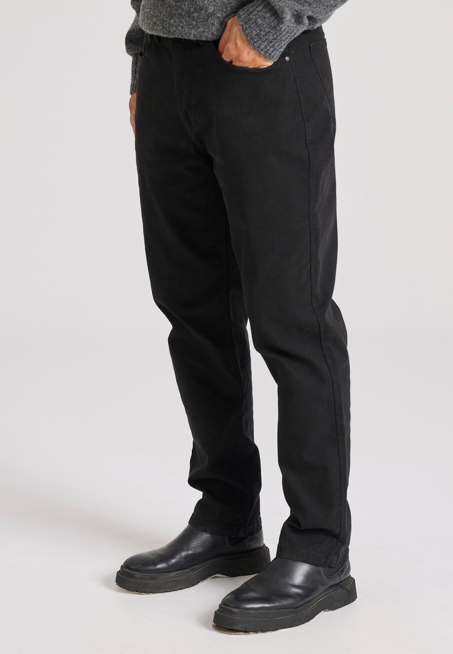 Loose tapered fit casual παντελόνι σε ζακάρ ύφανση φωτογραφία