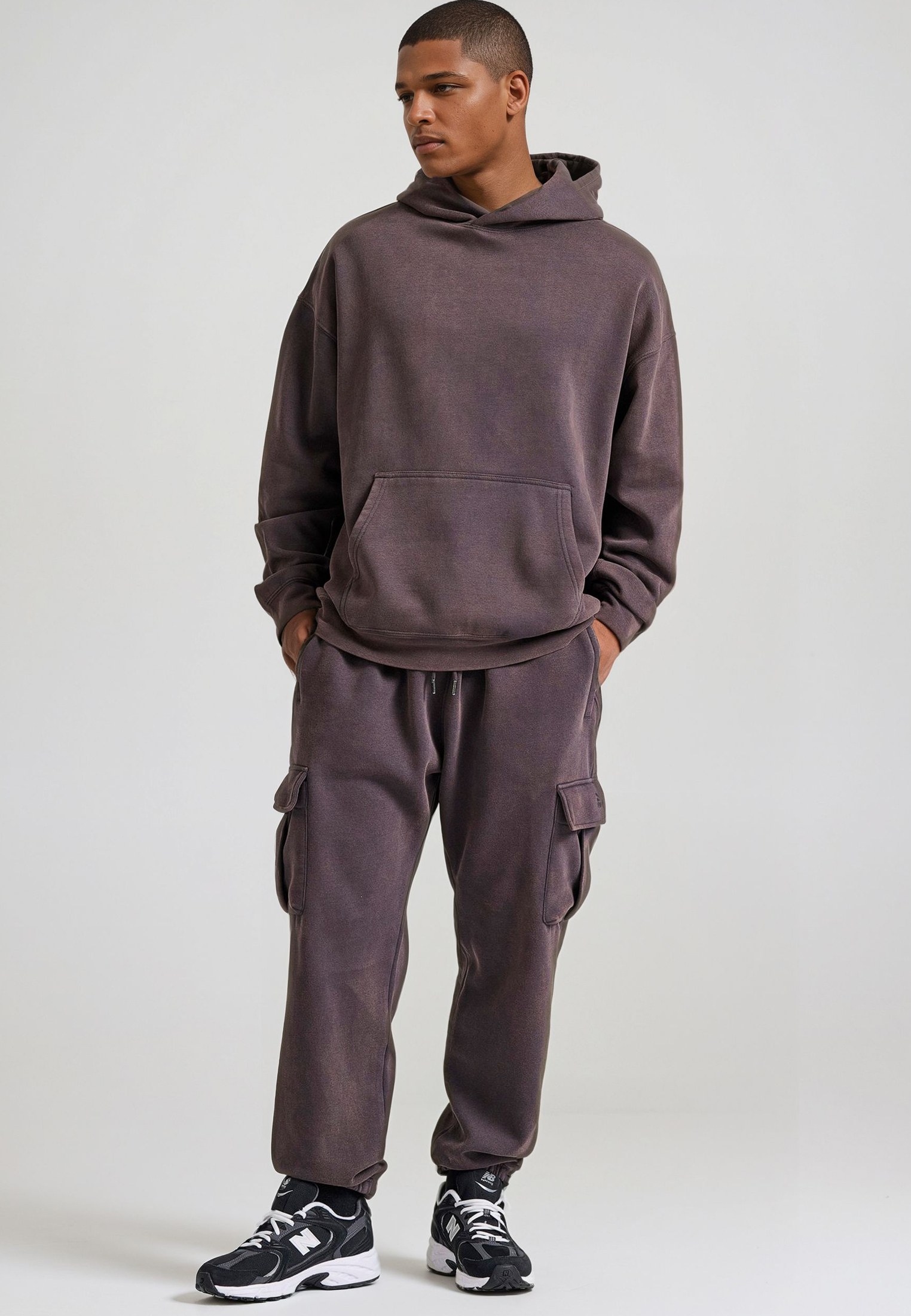 Oversized garment dyed φούτερ με κουκούλα φωτογραφία