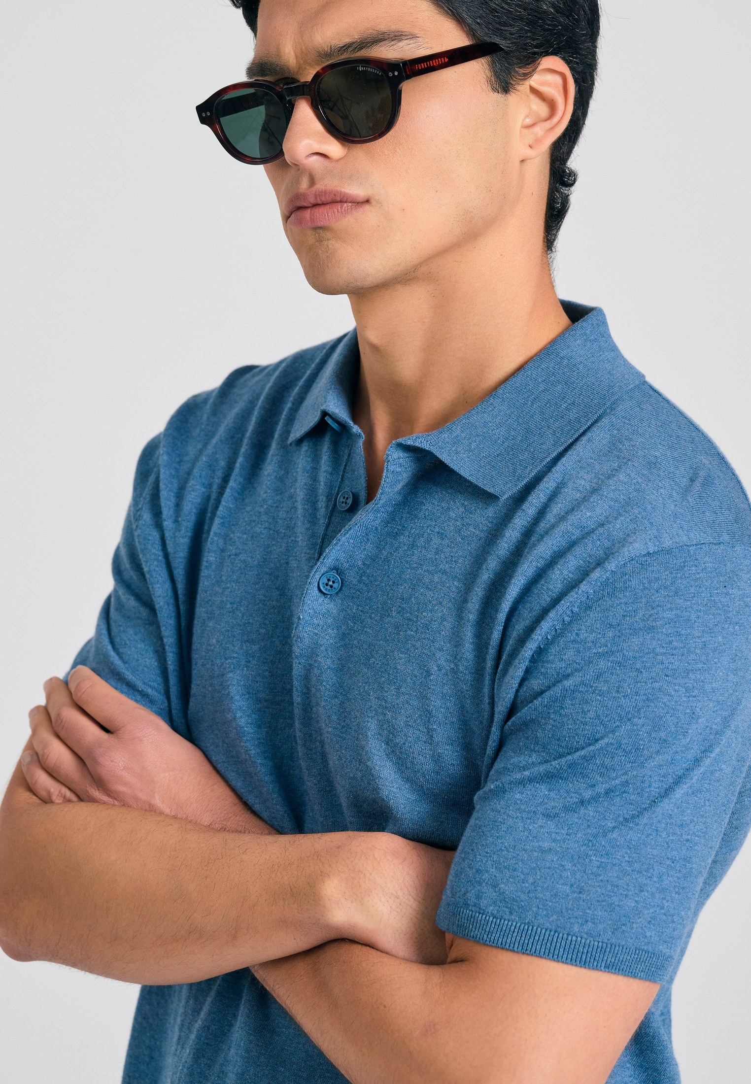 Men's Polo Shirts Funky Buddha Blue