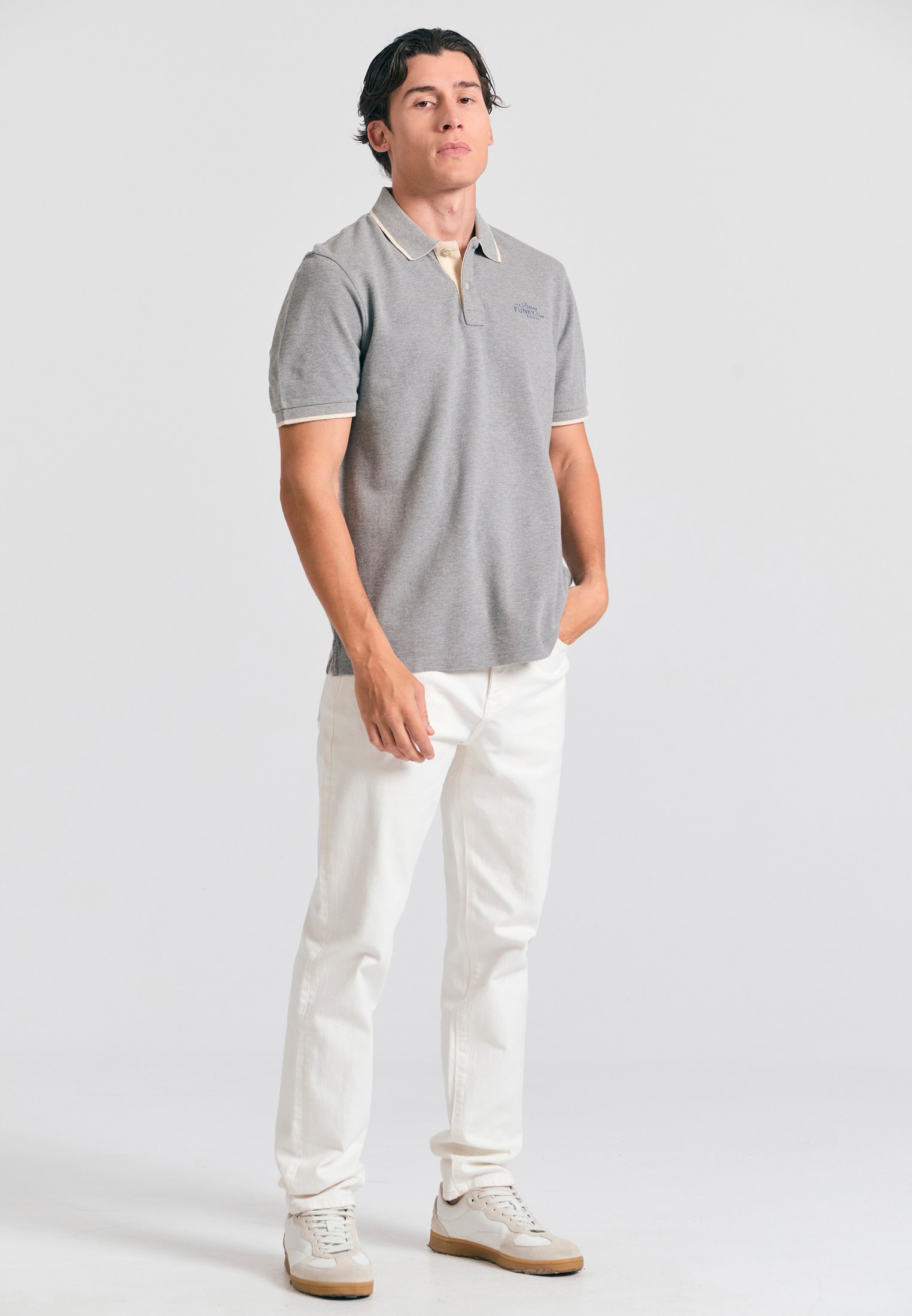 Men's Polo Shirts Funky Buddha Gray