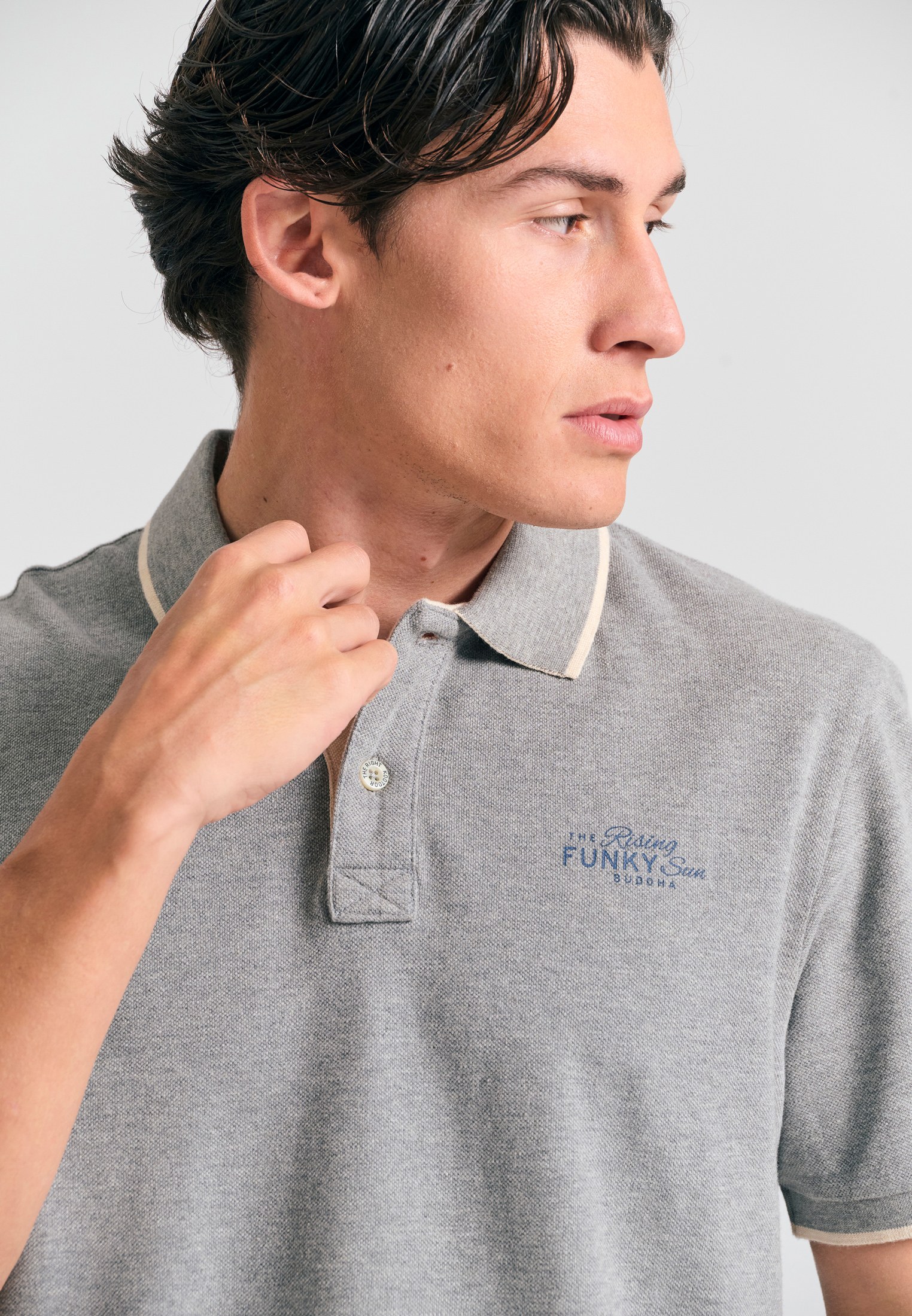 Men's Polo Shirts Funky Buddha Gray