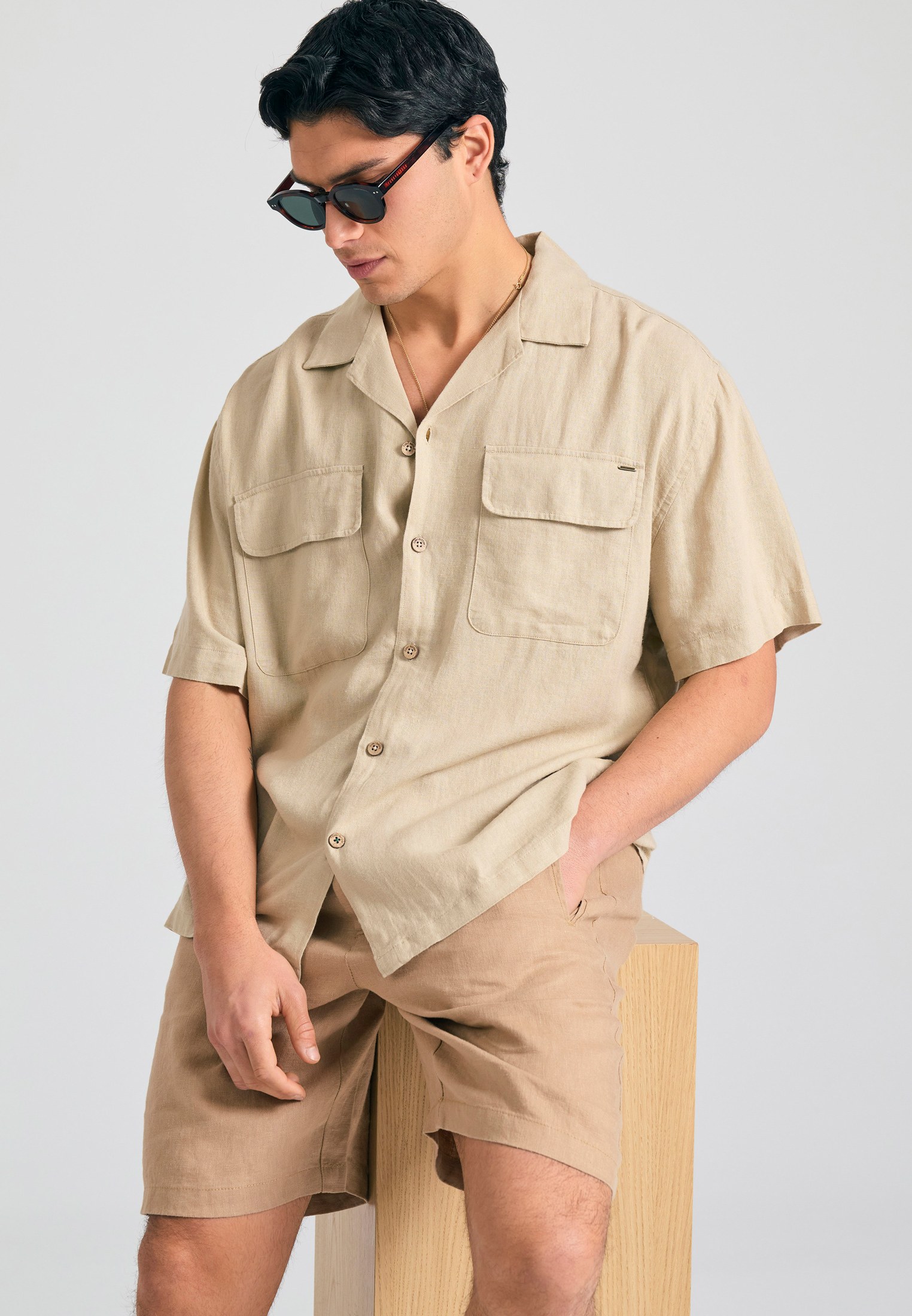Men's Shirts Funky Buddha Beige