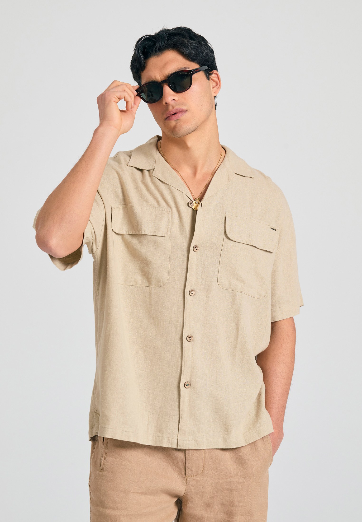 Men's Shirts Funky Buddha Beige