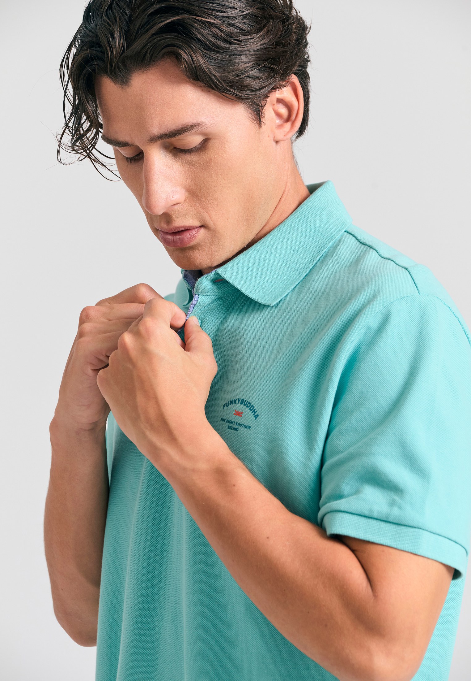 Men's Polo Shirts Funky Buddha Blue