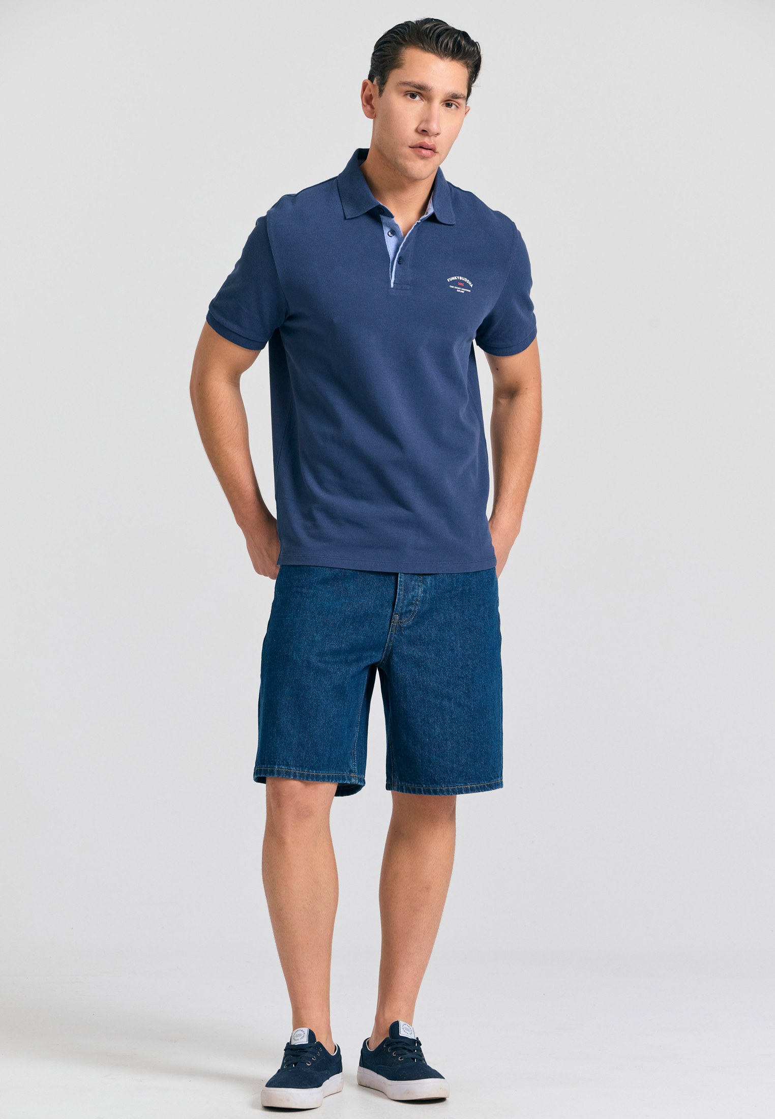 Men's Polo Shirts Funky Buddha Navy