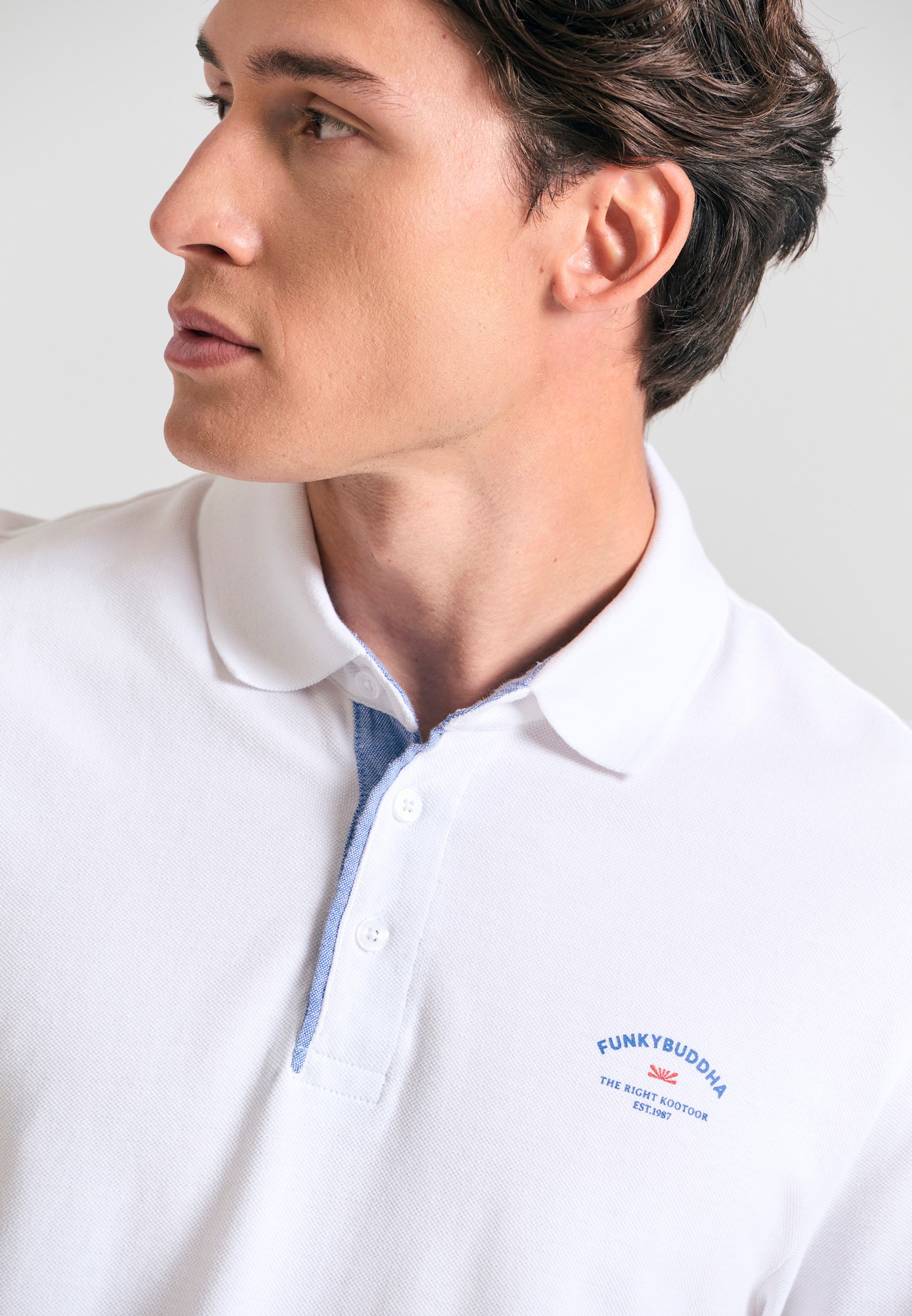 Men's Polo Shirts Funky Buddha White