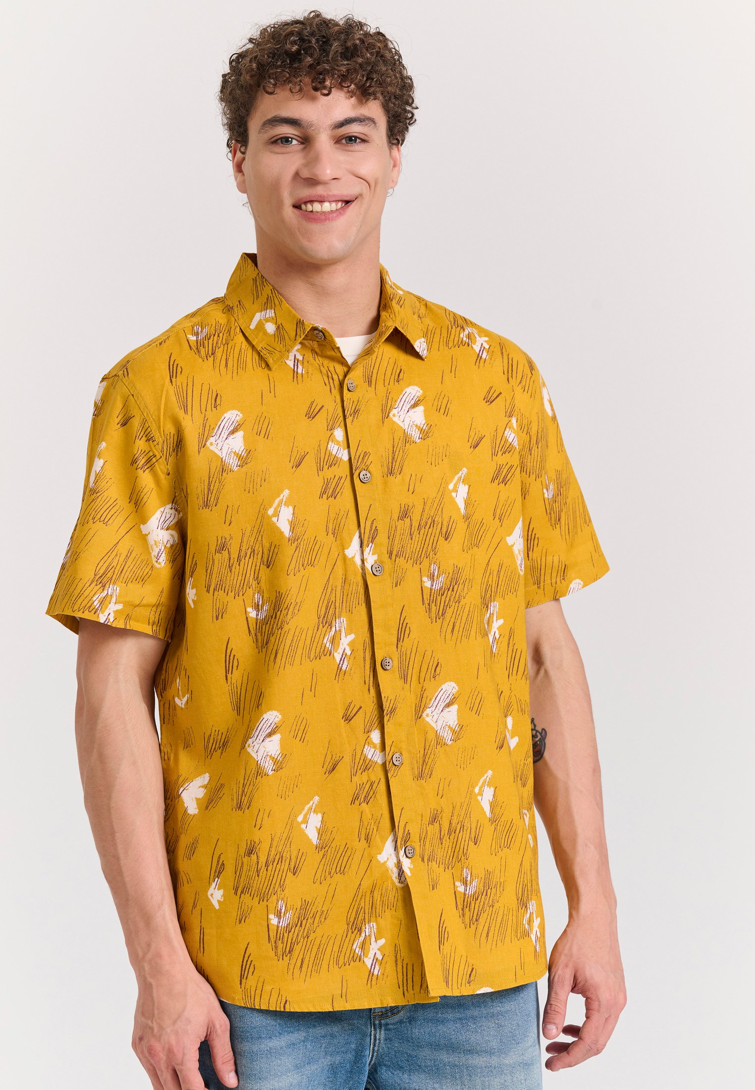 Men's Shirts Funky Buddha Yellow