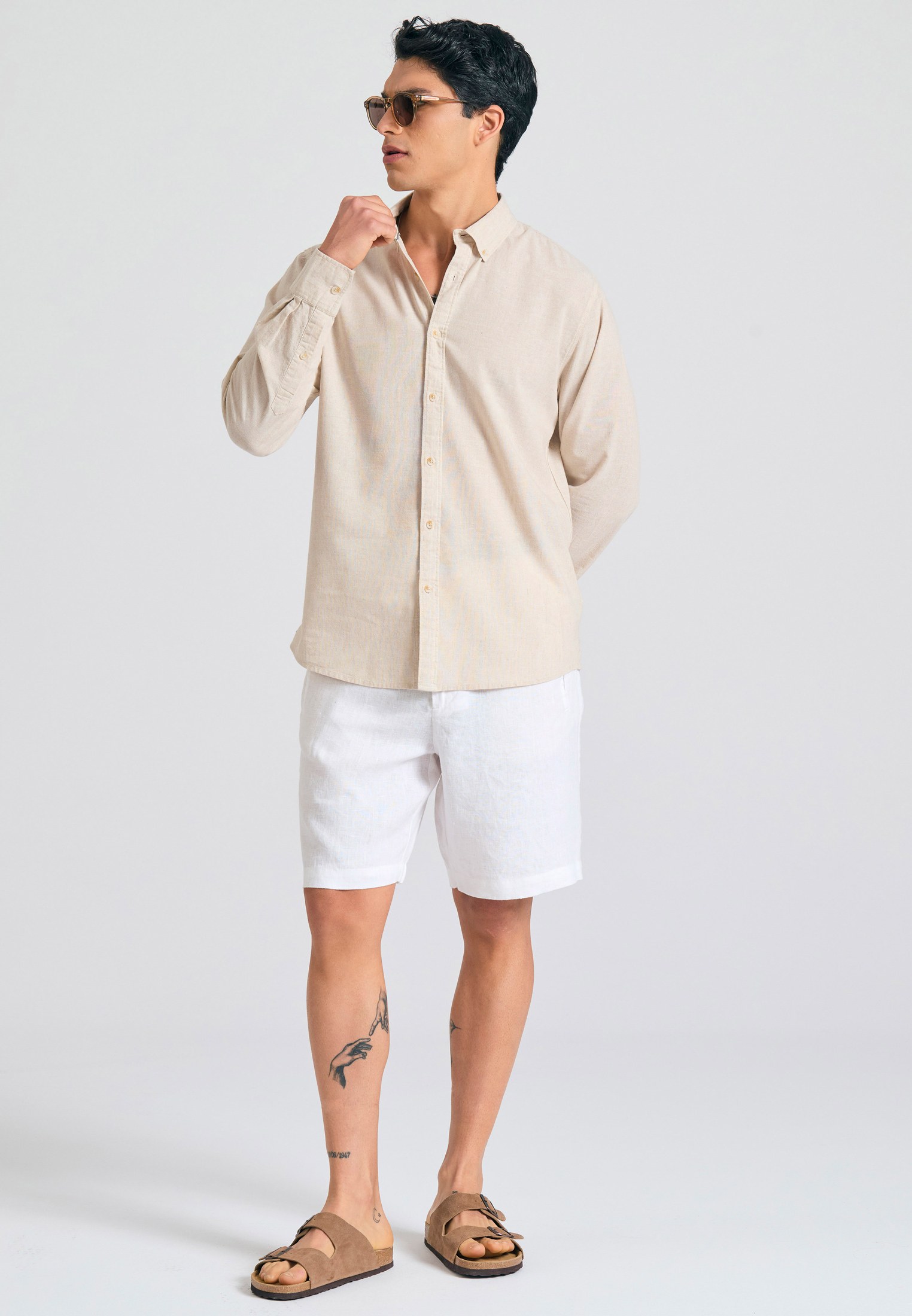 Men's Shirts Funky Buddha Beige
