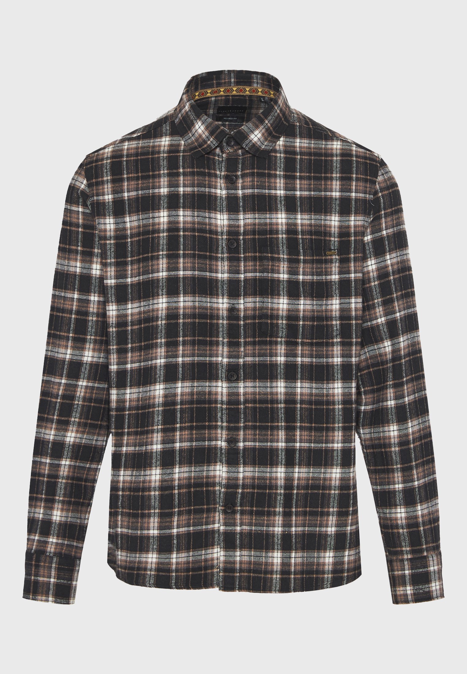 Flannel καρό πουκάμισο με τσέπη στο στήθος φωτογραφία