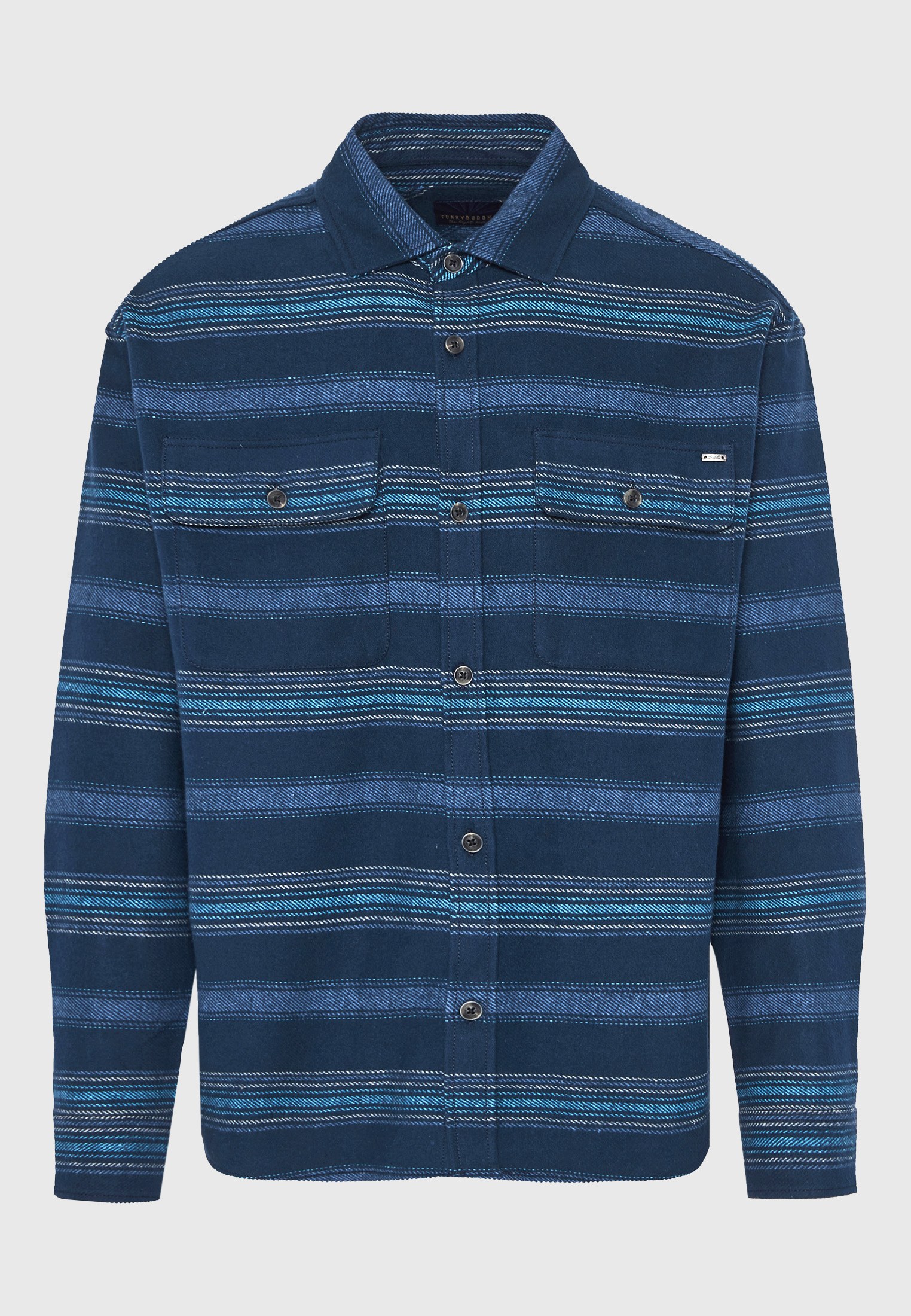 Ανδρικό overshirt ριγέ βαμβακερό φωτογραφία