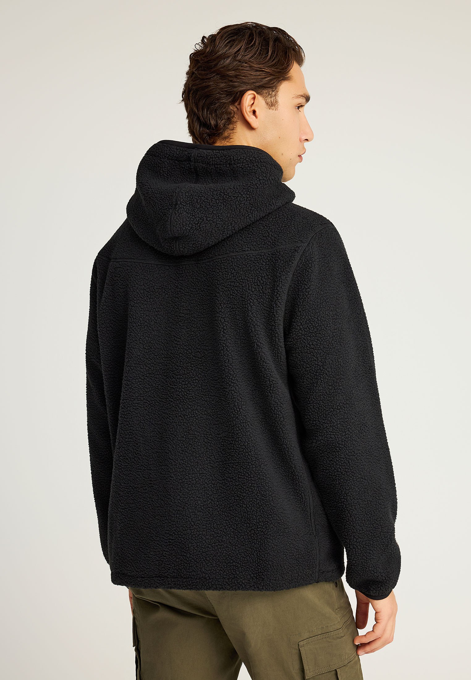 Relaxed fit fleece ζακέτα φούτερ με τσέπες και φερμουάρ φωτογραφία
